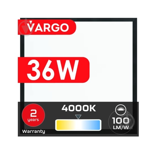 Светодиодная панель VARGO 36 Вт 4000 595х595 IP20 119480 - фото 3 Светодиодная панель VARGO 36 Вт 4000 595х595 IP20 119480 - фото 3