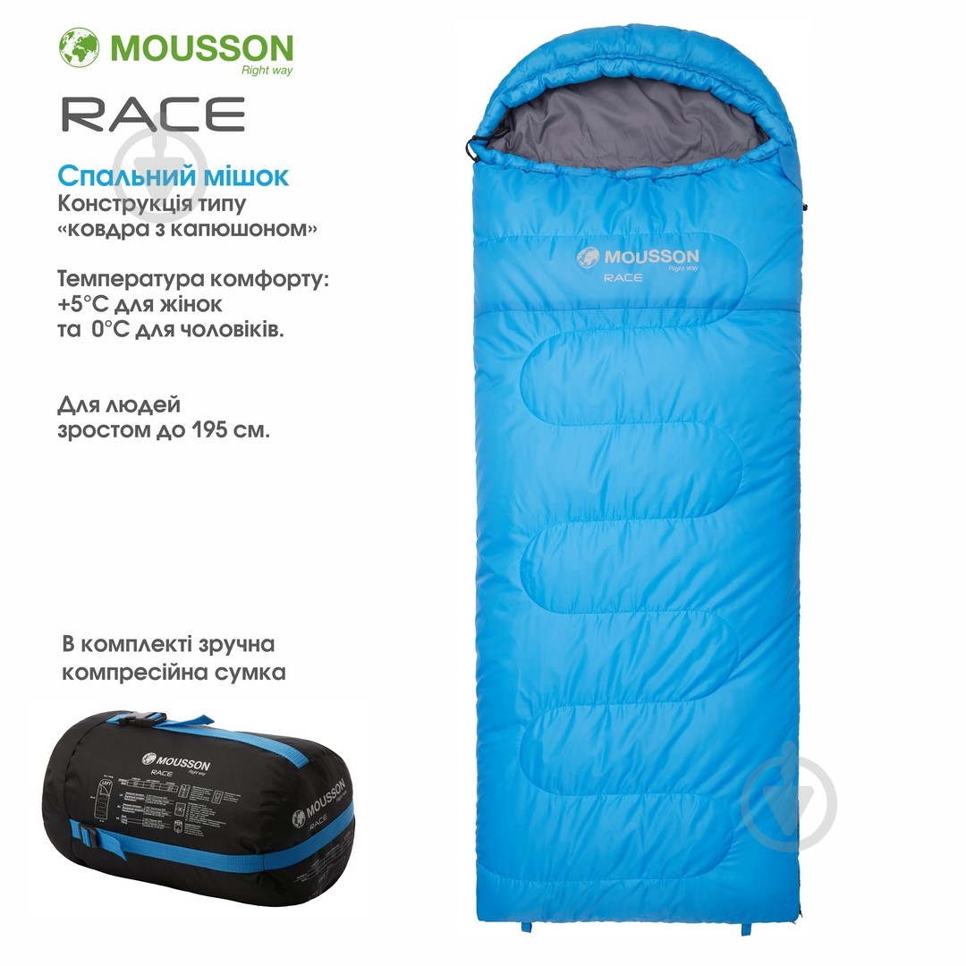 Спальный мешок Mousson RACE L BLUE - фото 12