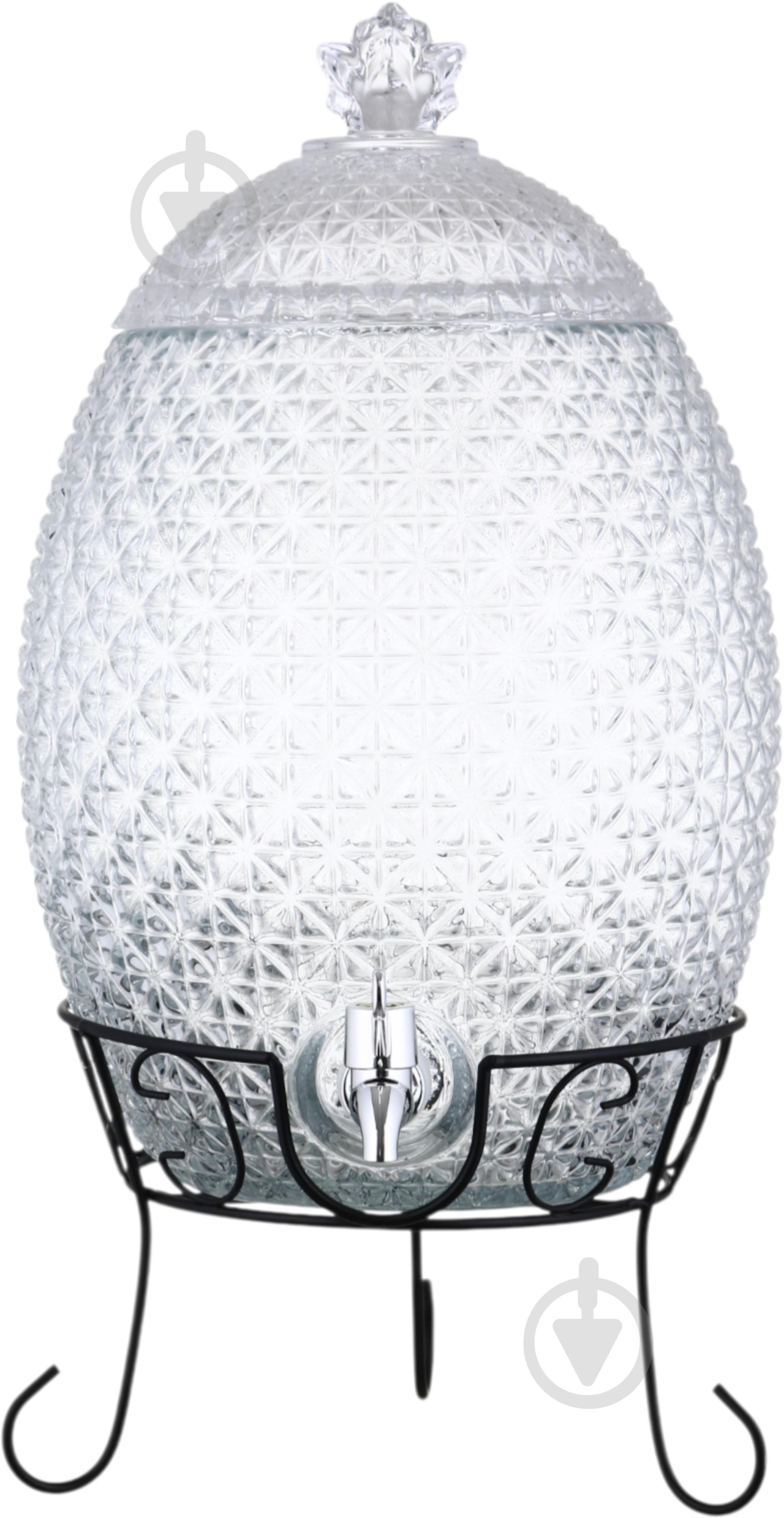 Емкость для напитков Maxmark Рineapple 10 л с крышкой и краном на металлической подставке - фото 1