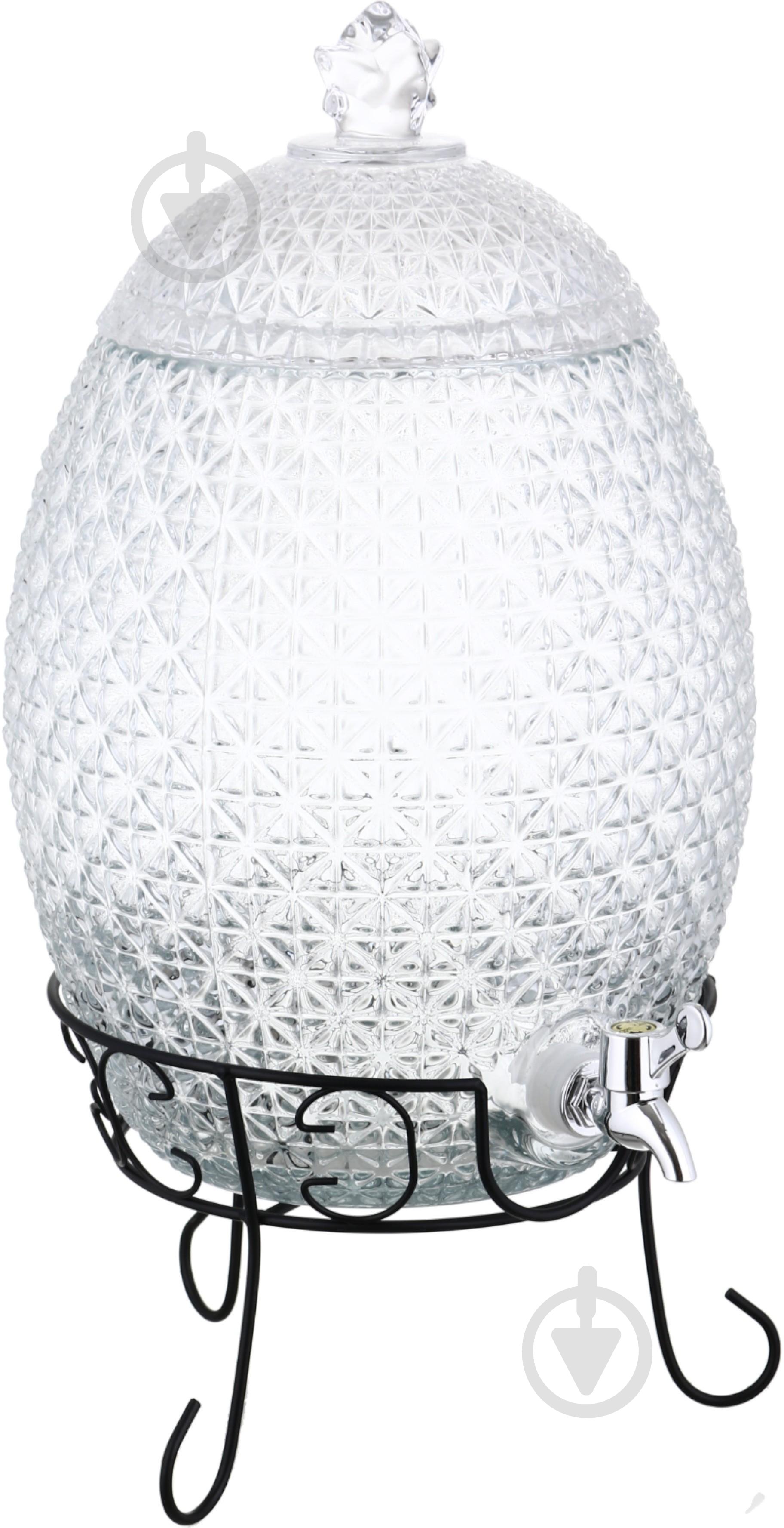 Емкость для напитков Maxmark Рineapple 10 л с крышкой и краном на металлической подставке - фото 2