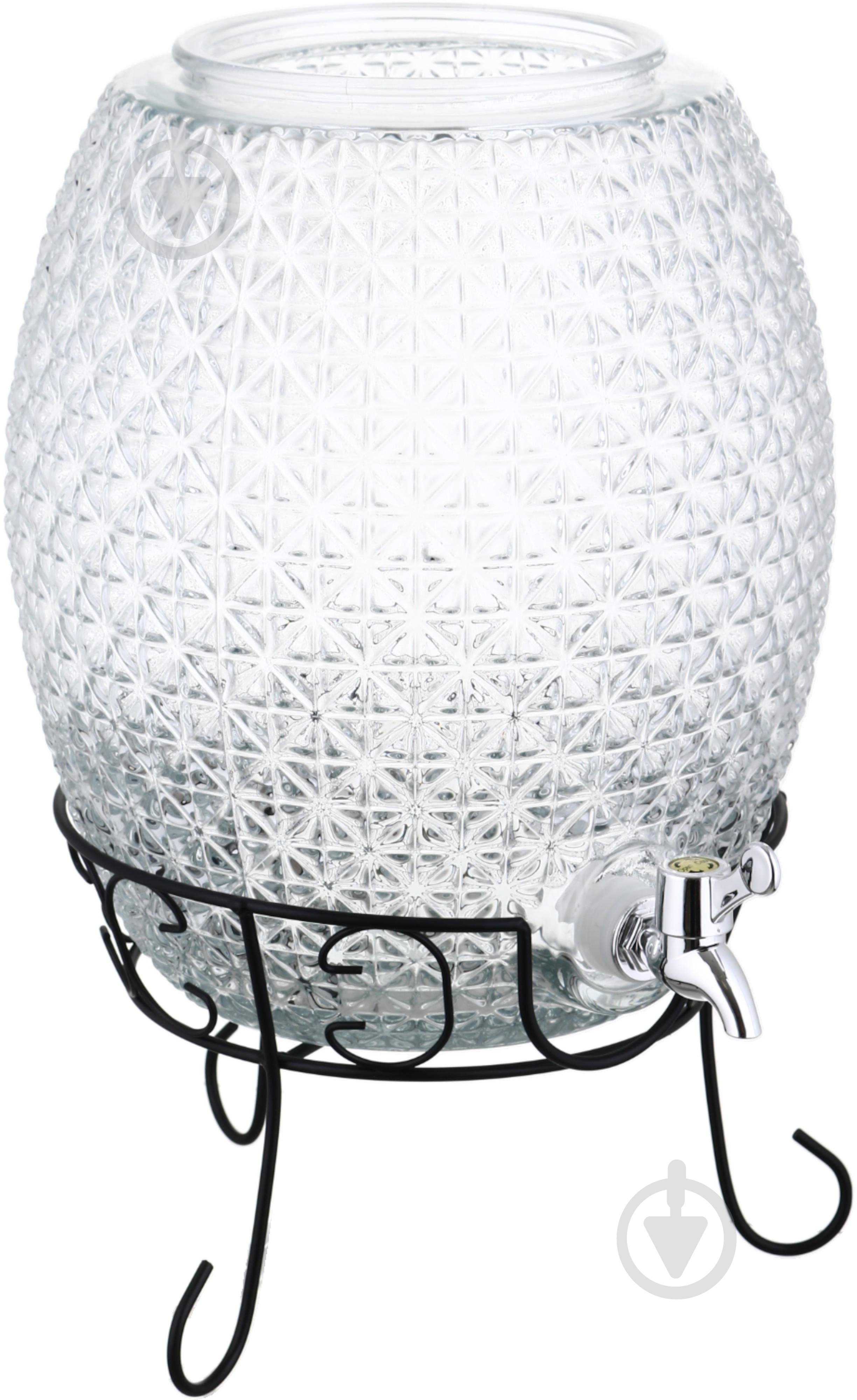 Емкость для напитков Maxmark Рineapple 10 л с крышкой и краном на металлической подставке - фото 3