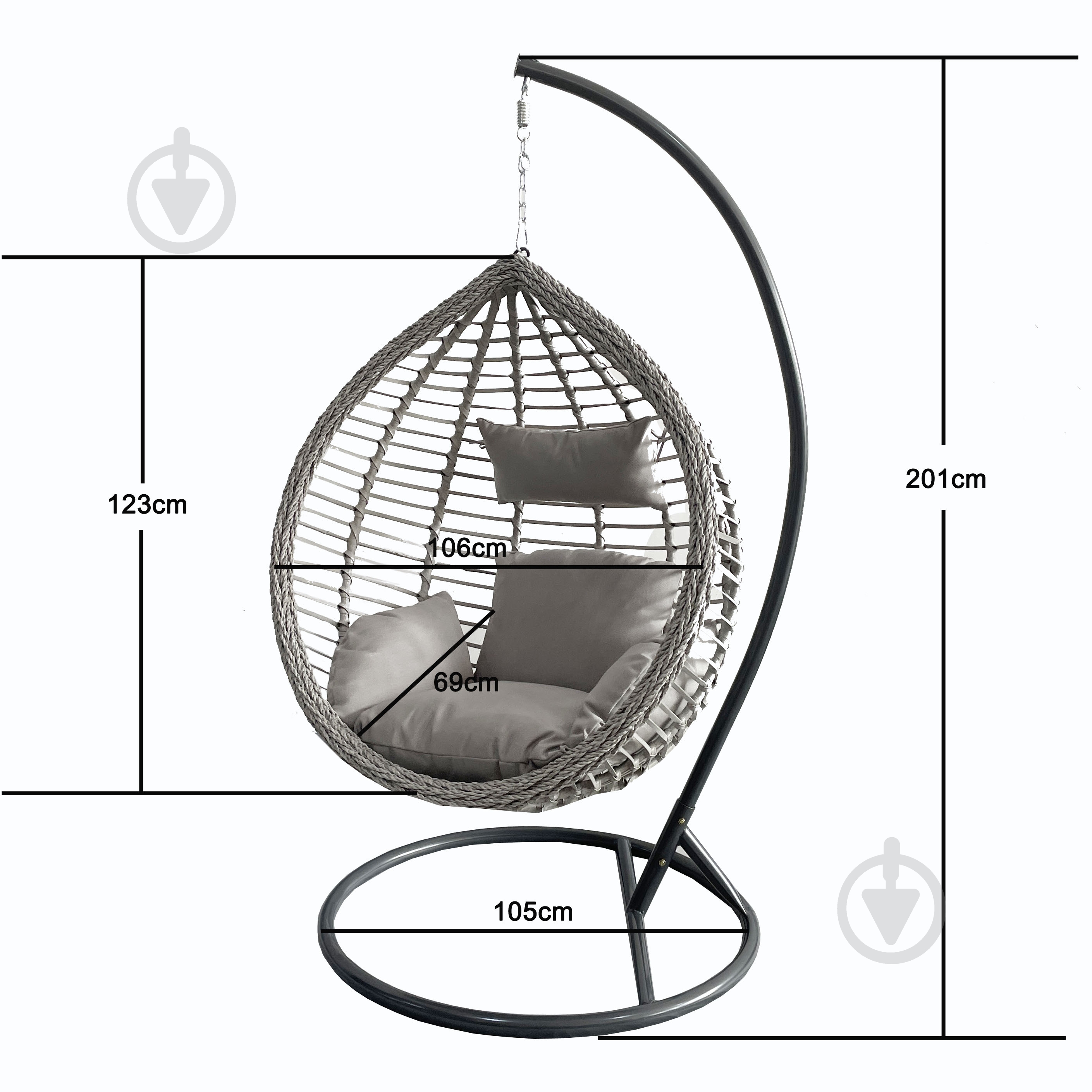 Кресло-кокон Indigo София серый - фото 2 Кресло-кокон Indigo София серый - фото 2