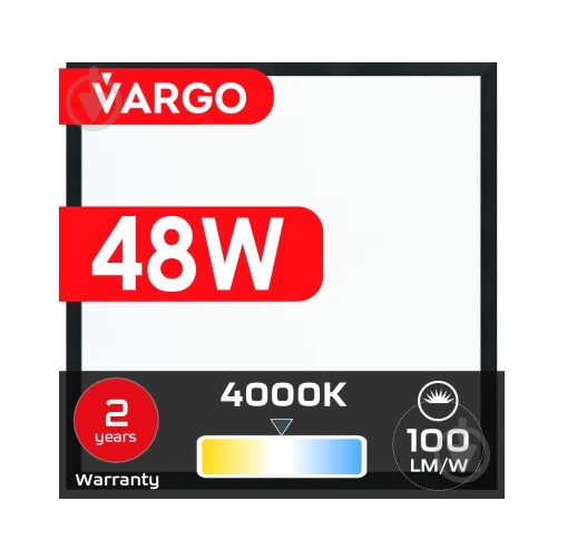 Светодиодная панель VARGO 48 Вт 4000 595х595 IP20 119484 - фото 3 Светодиодная панель VARGO 48 Вт 4000 595х595 IP20 119484 - фото 3
