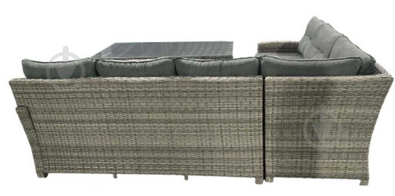 Комплект мебели Indigo АВРОРА стол + угловой диван + 2 банкетки + подушки серый - фото 2 Комплект мебели Indigo АВРОРА стол + угловой диван + 2 банкетки + подушки серый - фото 2