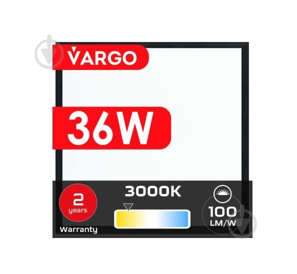 Світлодіодна панель VARGO 36 Вт 3000 595х595 IP20 119479 - фото 3 Світлодіодна панель VARGO 36 Вт 3000 595х595 IP20 119479 - фото 3