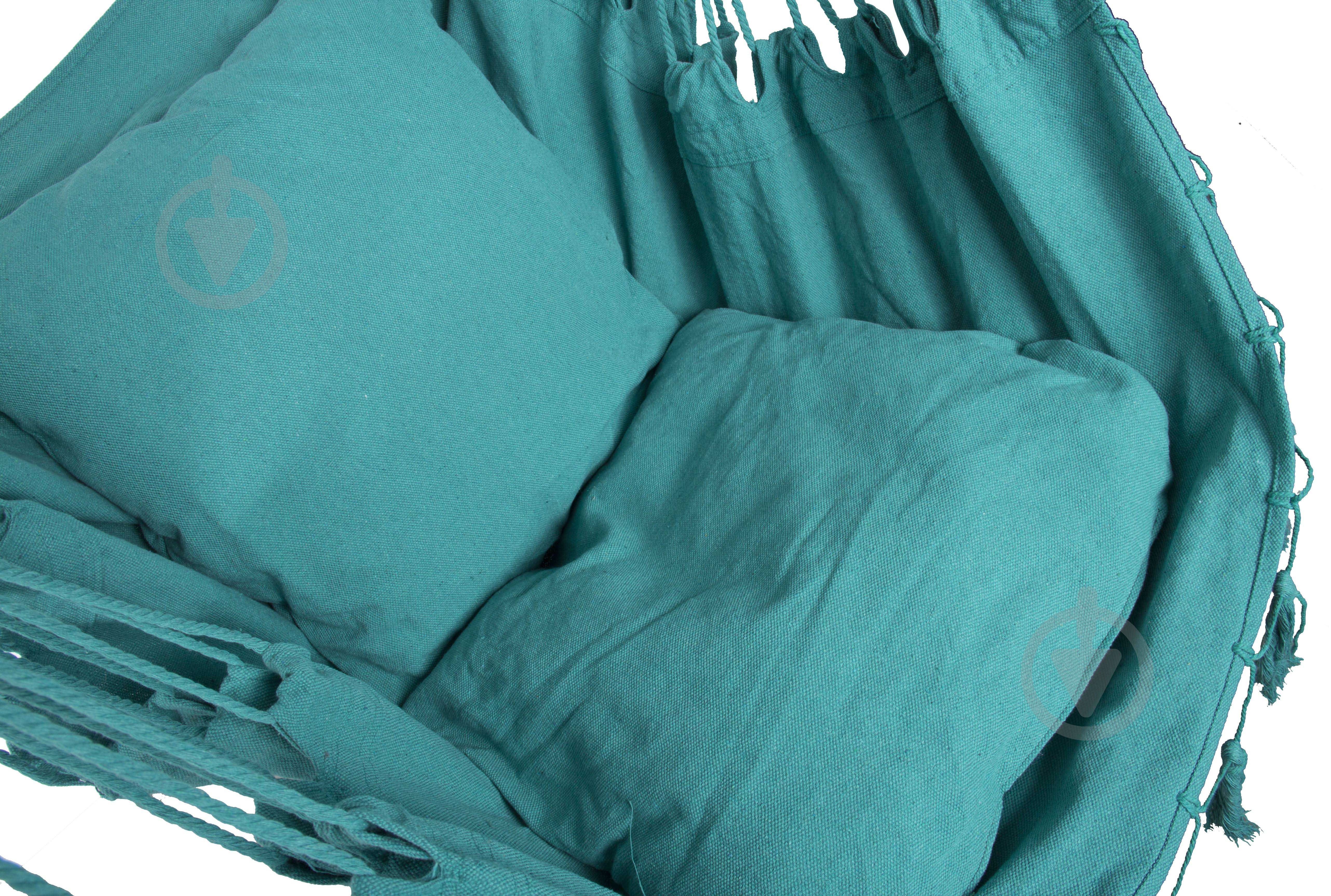 Кресло-гамак UP! (Underprice) с бахромой и подушками 130x100 см бирюзовый - фото 6