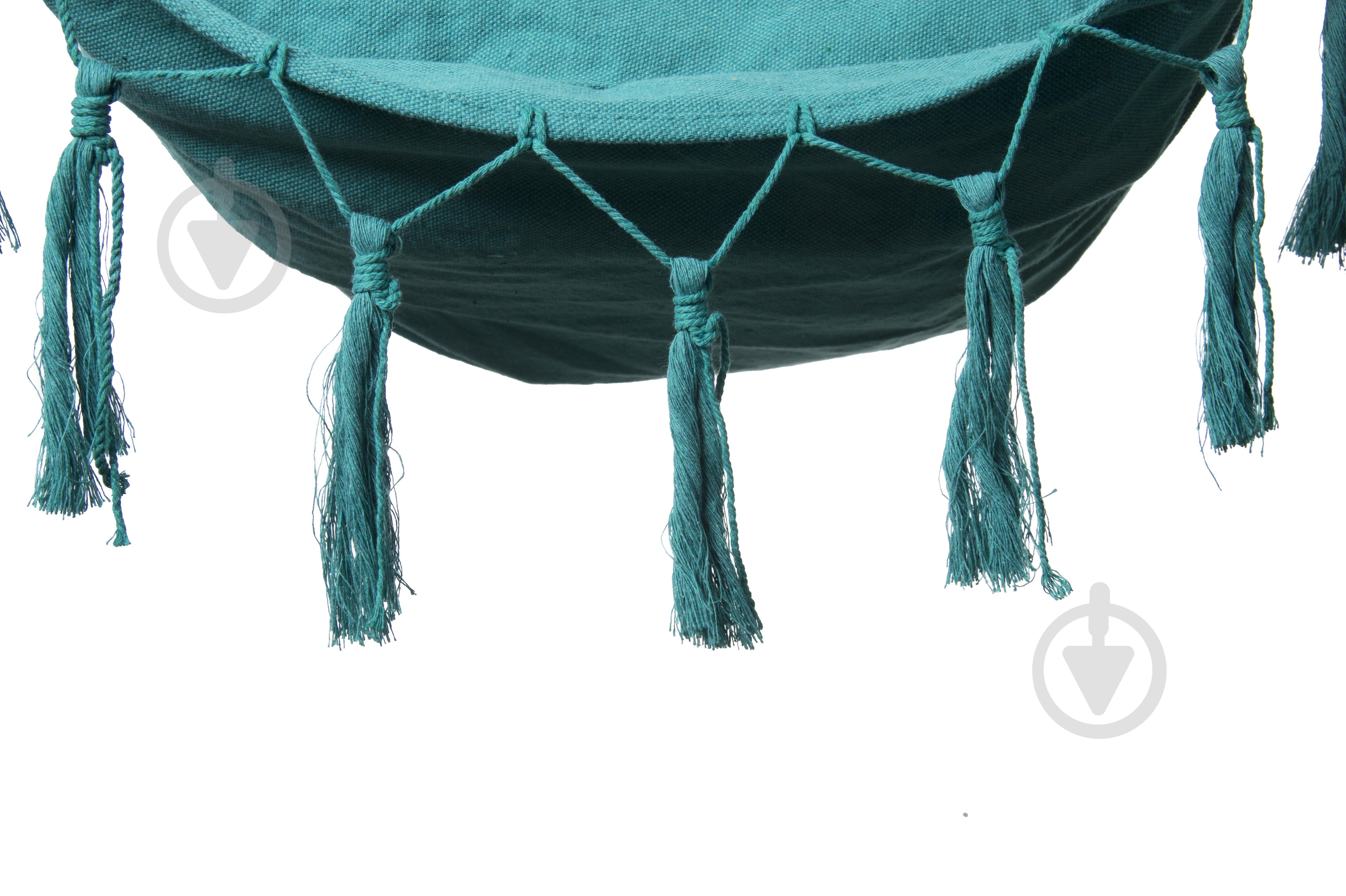 Кресло-гамак UP! (Underprice) с бахромой и подушками 130x100 см бирюзовый - фото 3