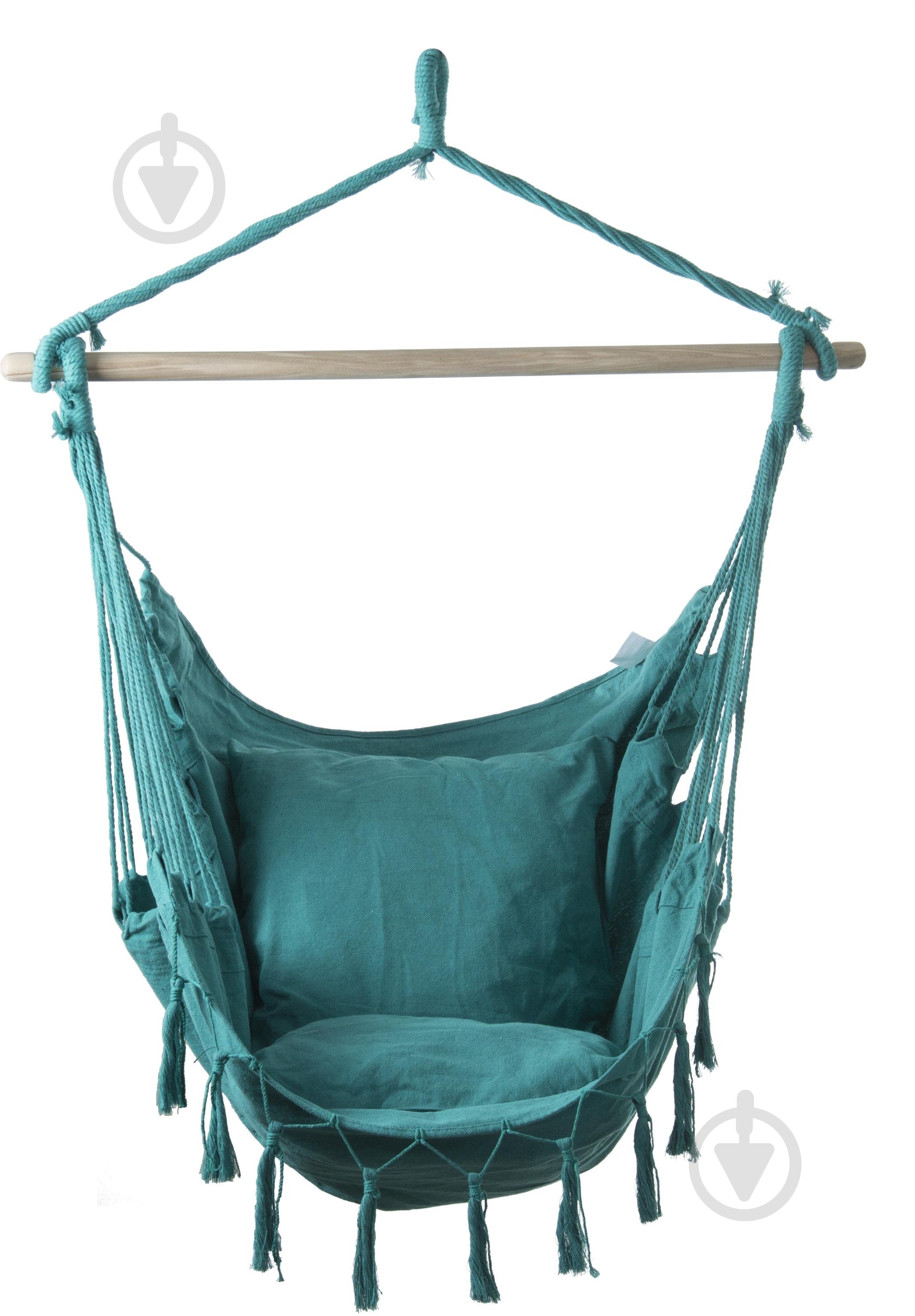 Кресло-гамак UP! (Underprice) с бахромой и подушками 130x100 см бирюзовый - фото 2