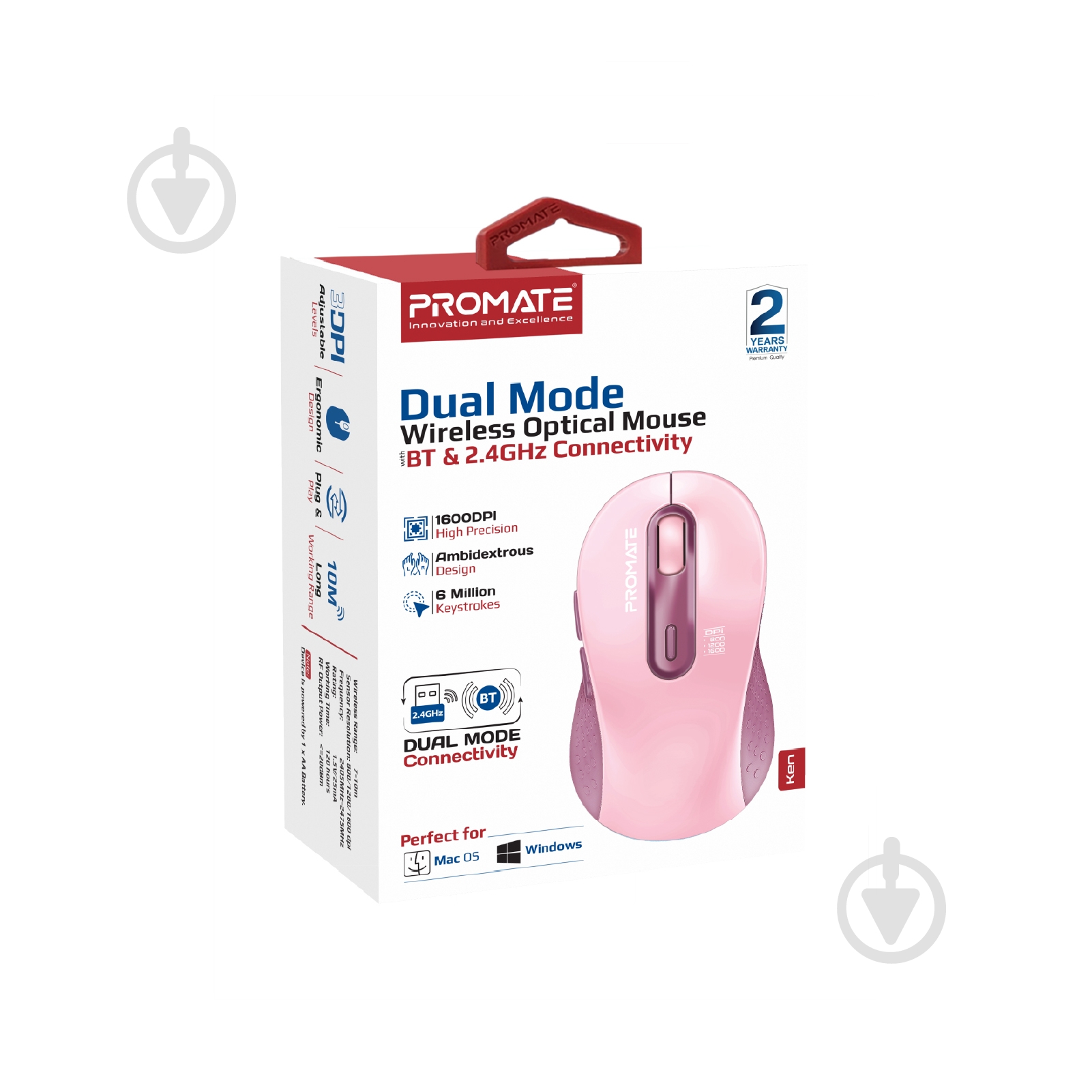 Мышь Promate Ken Wireless pink (ken.pink) - фото 7