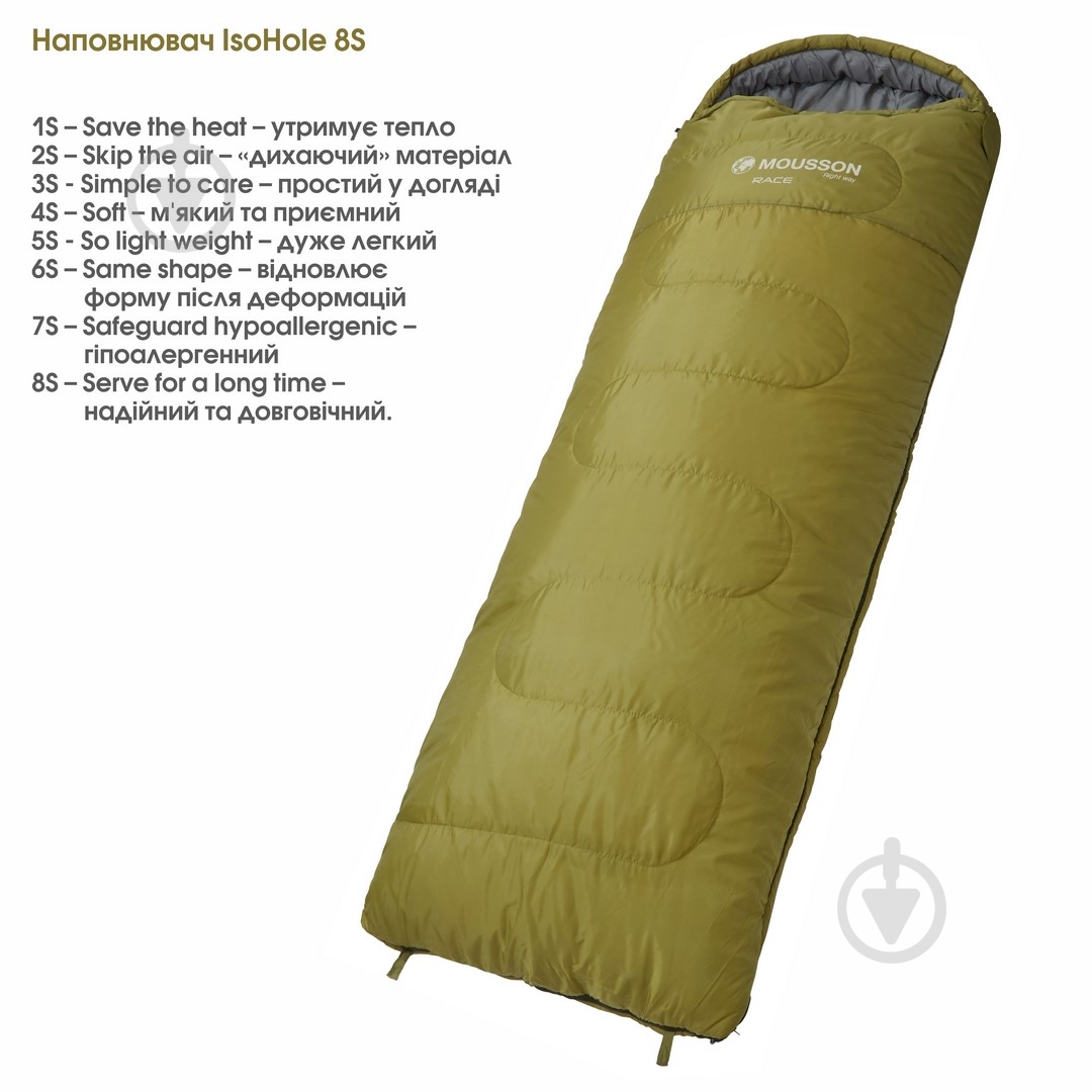 Спальный мешок Mousson RACE L OLIVE - фото 21