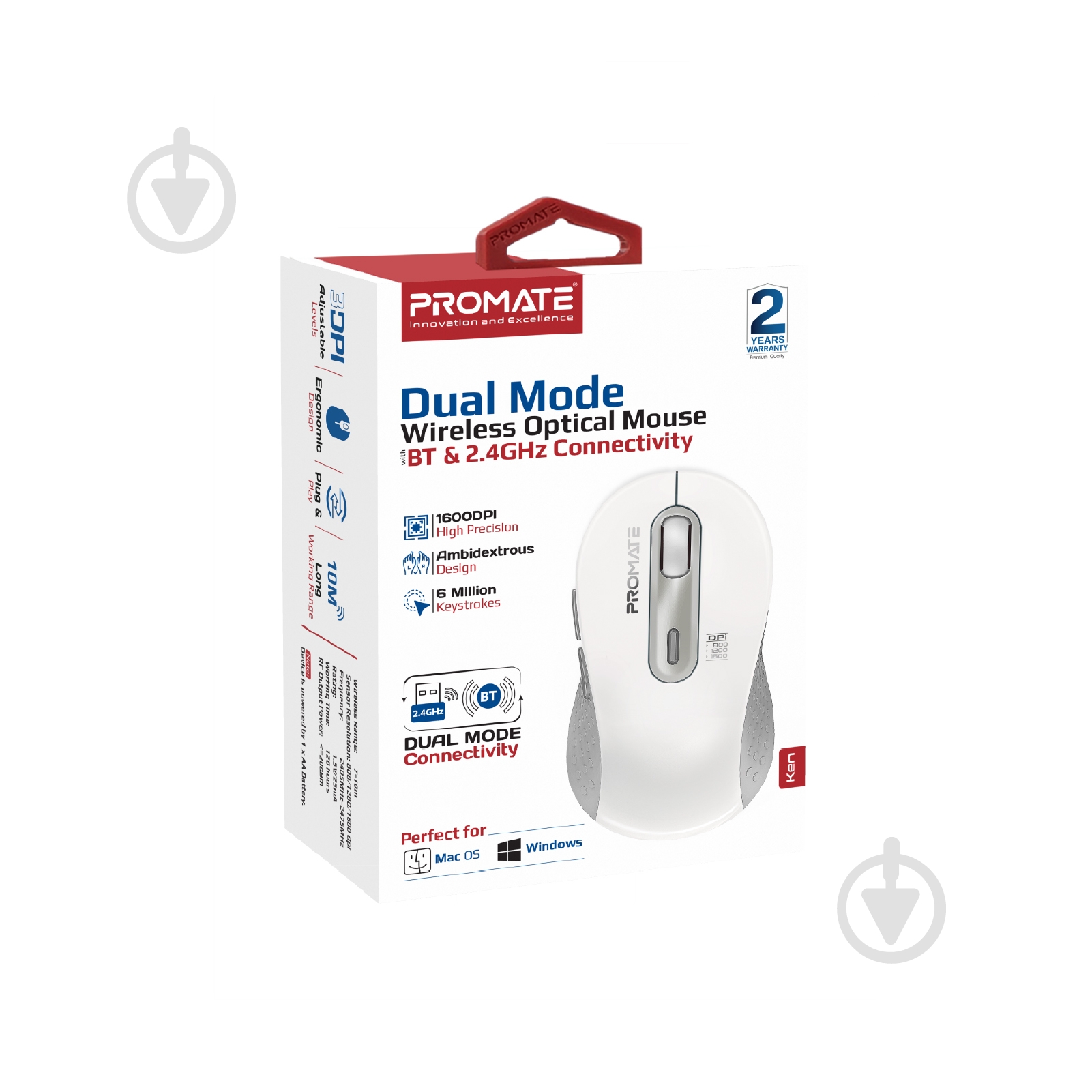 Мышь Promate Ken Wireless white (ken.white) - фото 7