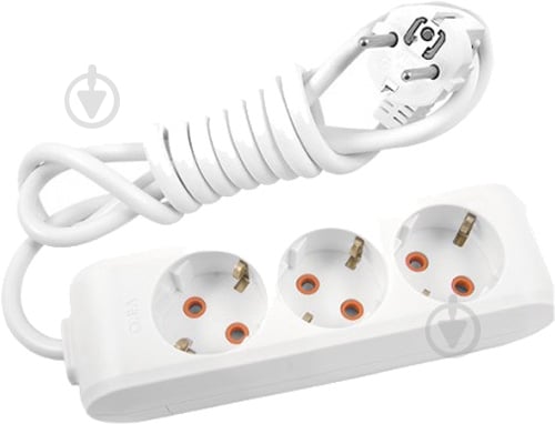 Удлинитель 16 А 230 В с заземлением 3 гн. белый 5 м 90114305 - фото 1