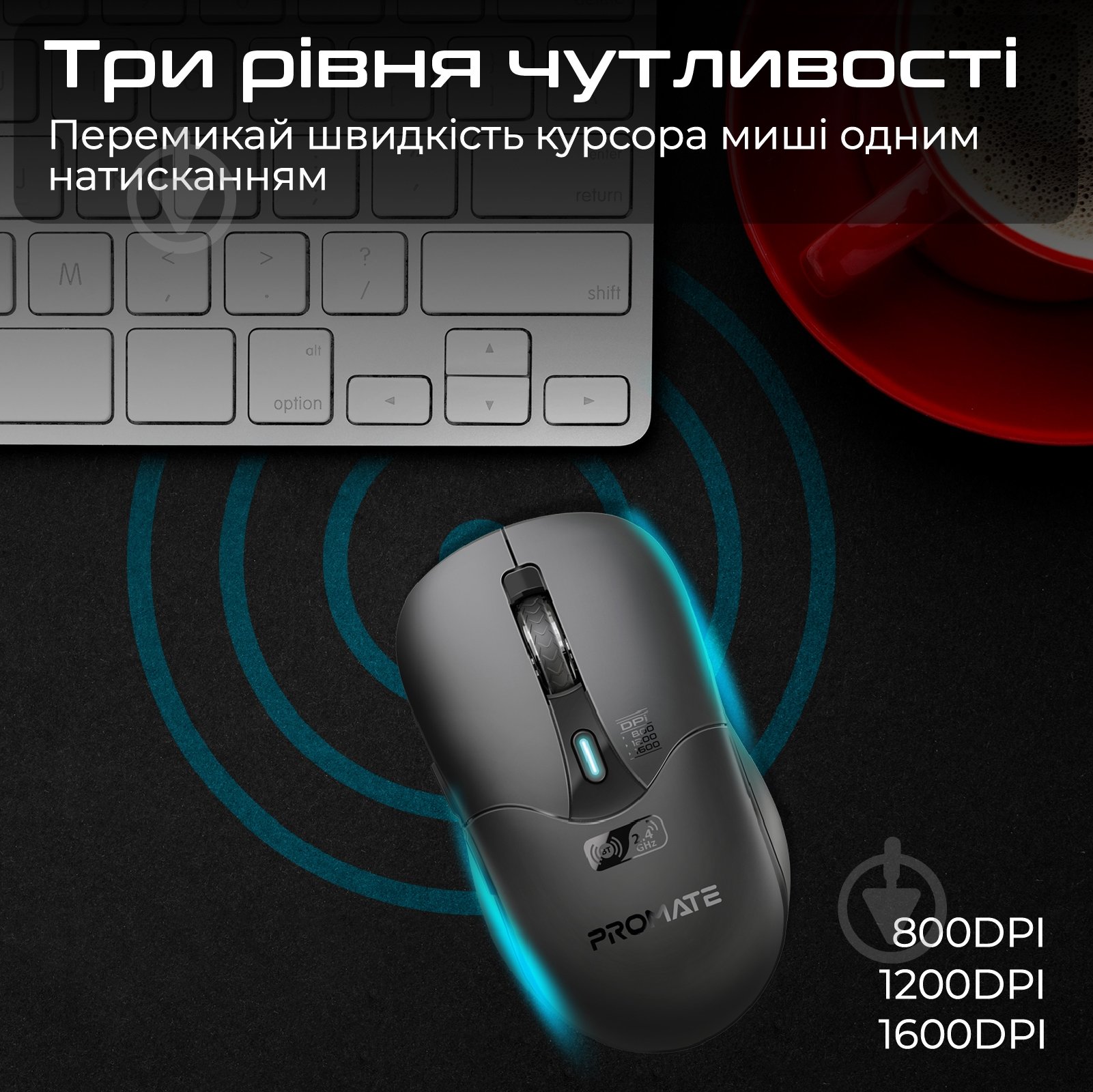 Миша Promate Samo Wireless black (samo.black) - фото 3
