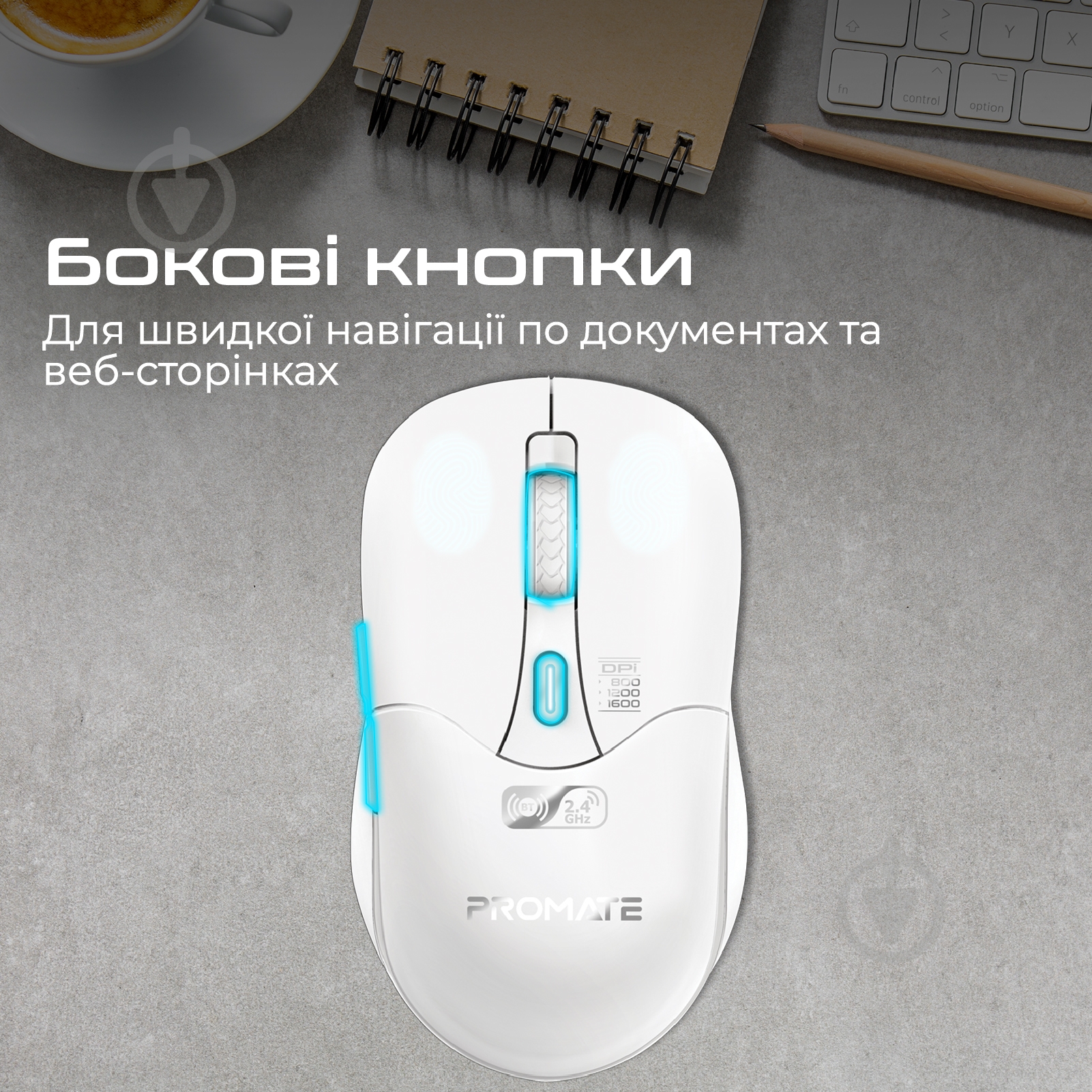 Миша Promate Samo Wireless white (samo.white) - фото 5