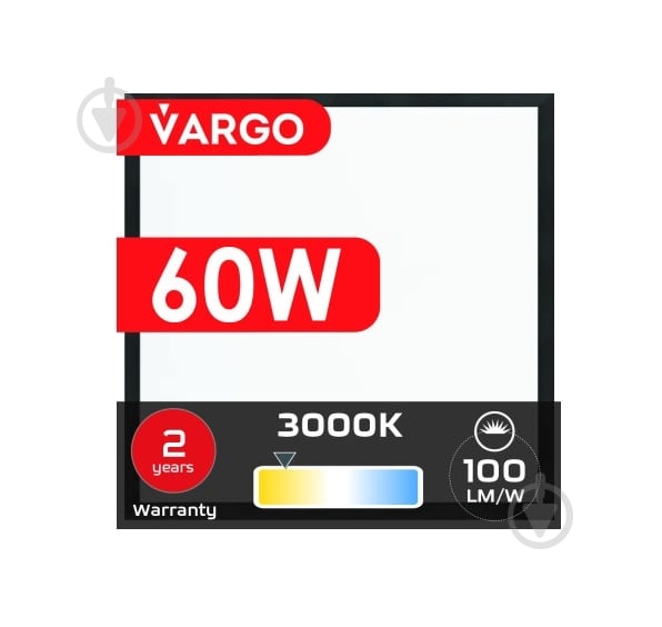 Светодиодная панель VARGO 60 Вт 3000 595х595 IP20 119487 - фото 3