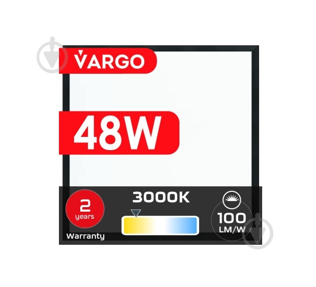 Светодиодная панель VARGO 48 Вт 3000 595х595 IP20 119483 - фото 3