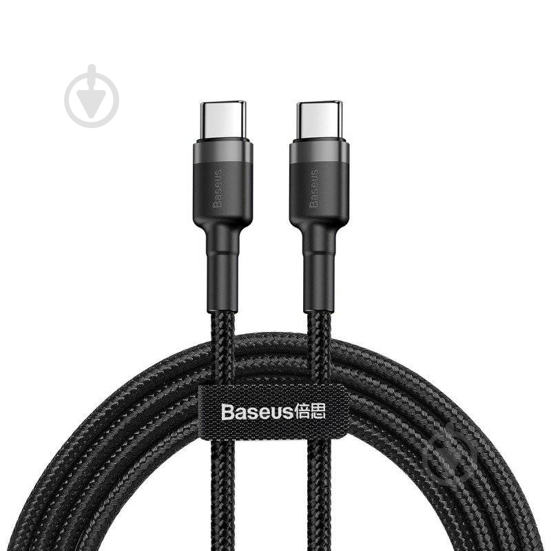 Кабель BASEUS Cafule Type-C 3A PD 2.0 60W Flash Charging 1 м чорний (CATKLF-GG1) - фото 1 Кабель BASEUS Cafule Type-C 3A PD 2.0 60W Flash Charging 1 м чорний (CATKLF-GG1) - фото 1