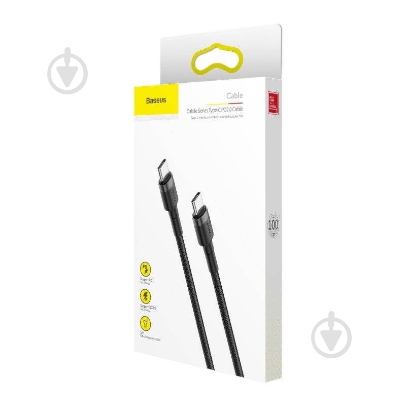 Кабель BASEUS Cafule Type-C 3A PD 2.0 60W Flash Charging 1 м чорний (CATKLF-GG1) - фото 6 Кабель BASEUS Cafule Type-C 3A PD 2.0 60W Flash Charging 1 м чорний (CATKLF-GG1) - фото 6