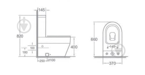 Унітаз-компакт EGO WAVE Rimless пристінний з сидінням Duroplast SLIM Soft-close - фото 6