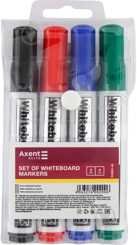 Набор маркеров Axent 3 4-х кол. белый d2800-40 - фото 1