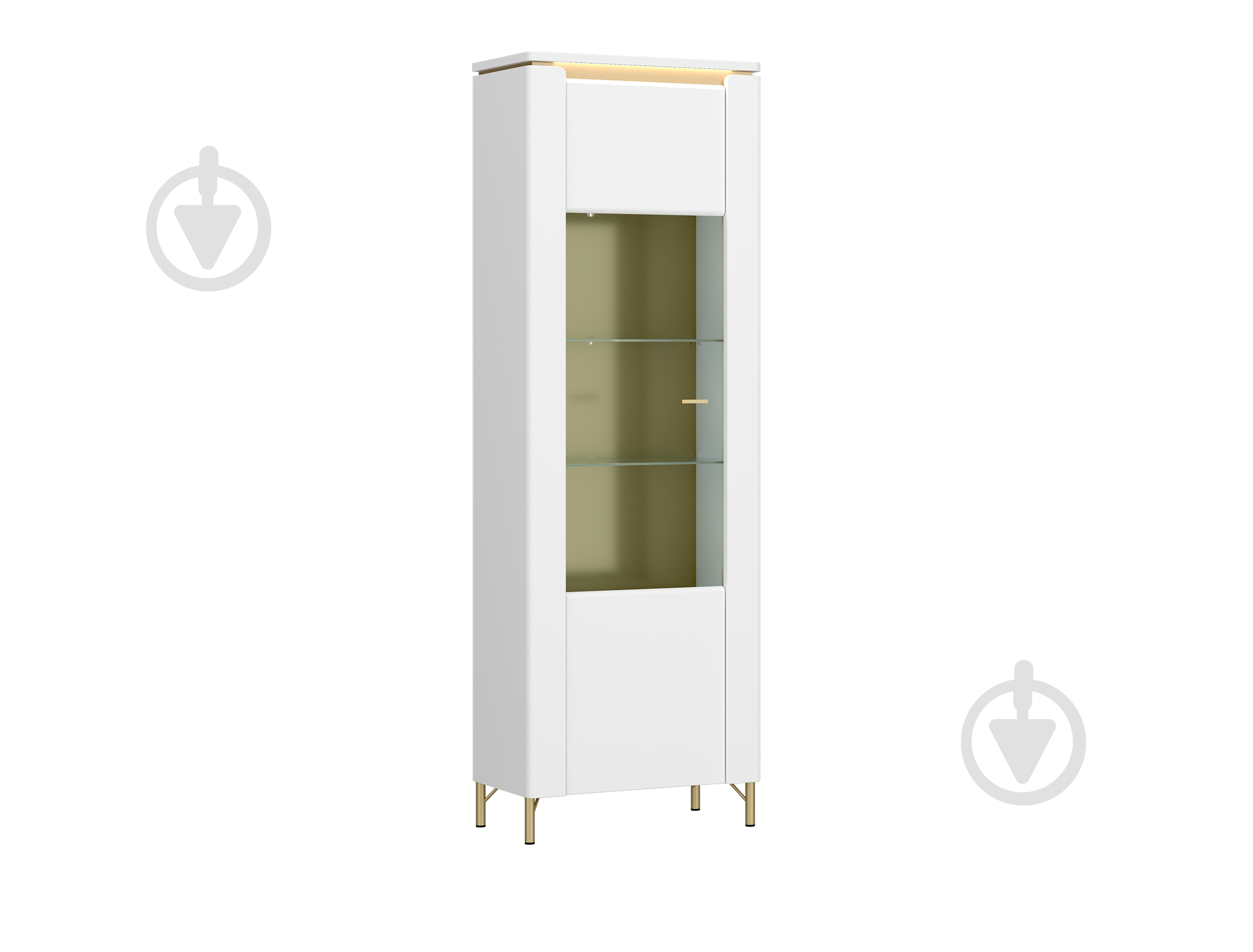Шафа-вітрина Meble Wojcik 1D LAZIO 2012х655х400 мм золотий / альпійський білий - фото 1 Шафа-вітрина Meble Wojcik 1D LAZIO 2012х655х400 мм золотий / альпійський білий - фото 1