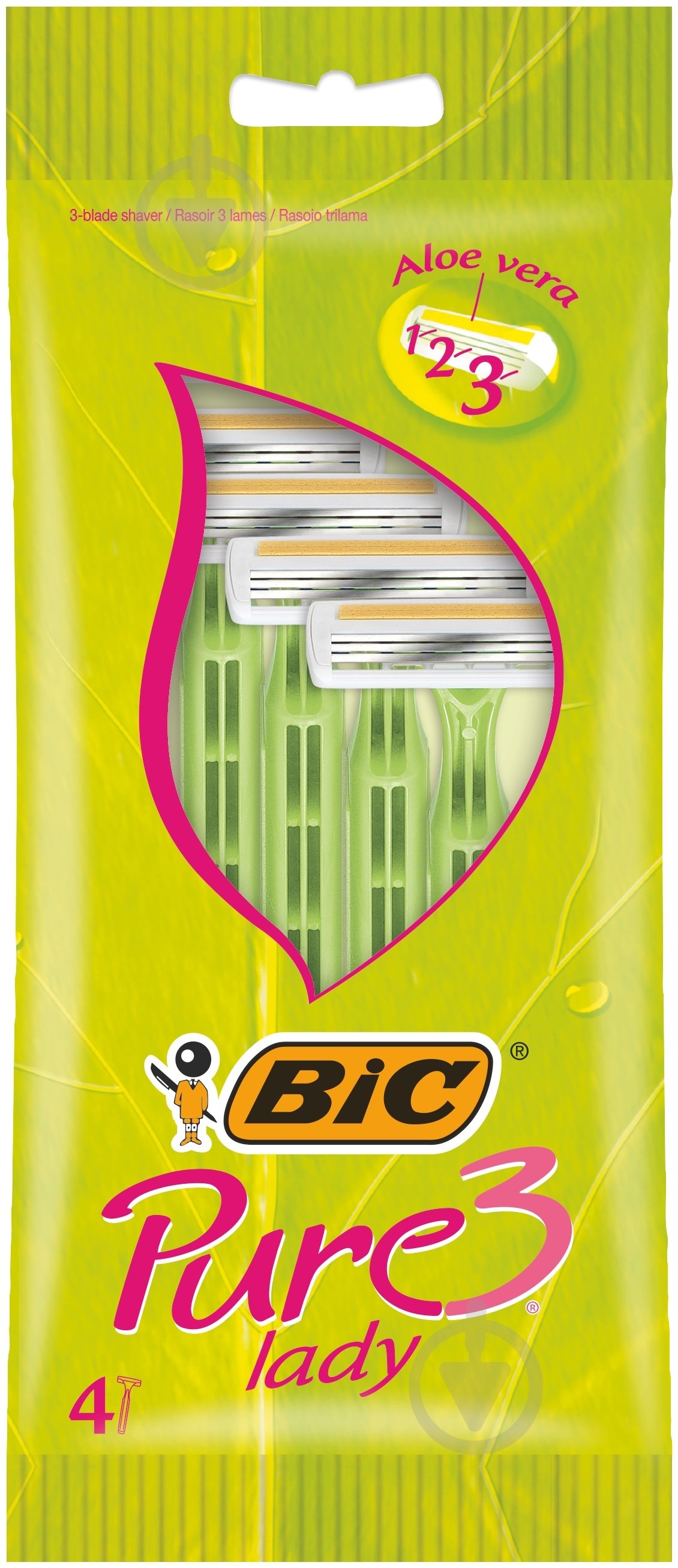 Станки одноразові BIC Pure 3 Lady 4 шт. - фото 1