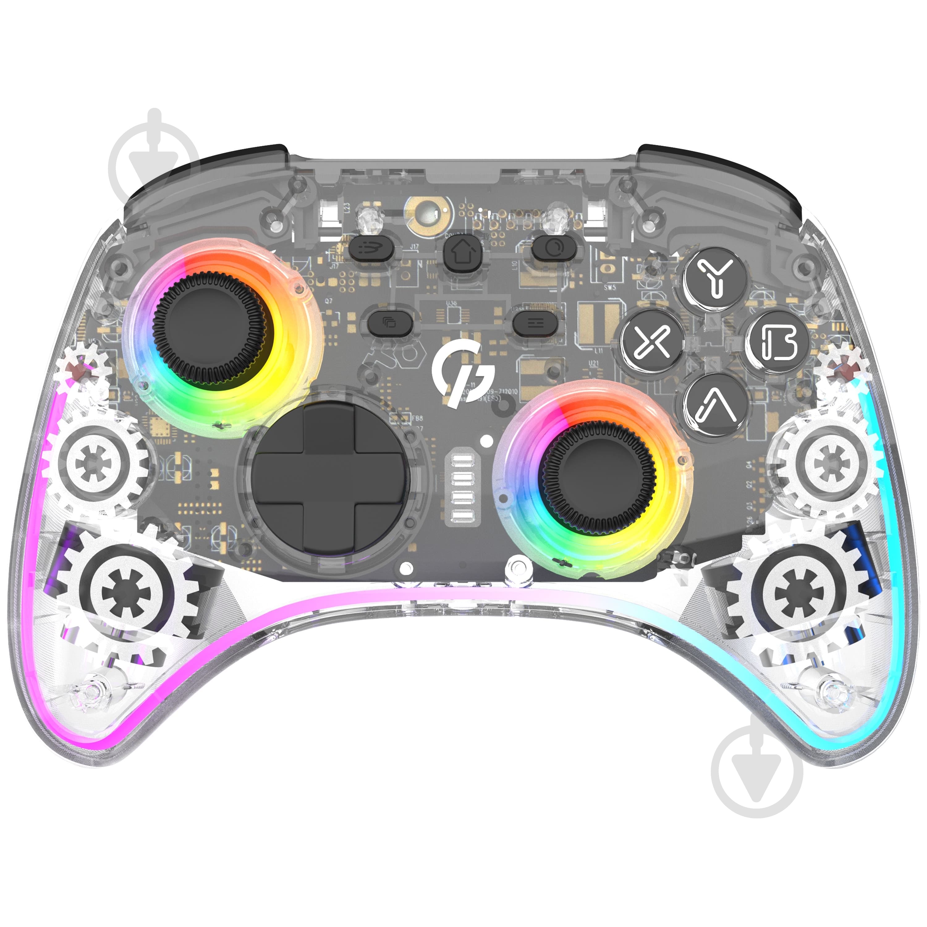 Геймпад бездротовий GamePro GPX13T 2.4G/BT 5.1/USB (Switch/PC/iOS/Android) RGB transparent - фото 1 Геймпад бездротовий GamePro GPX13T 2.4G/BT 5.1/USB (Switch/PC/iOS/Android) RGB transparent - фото 1