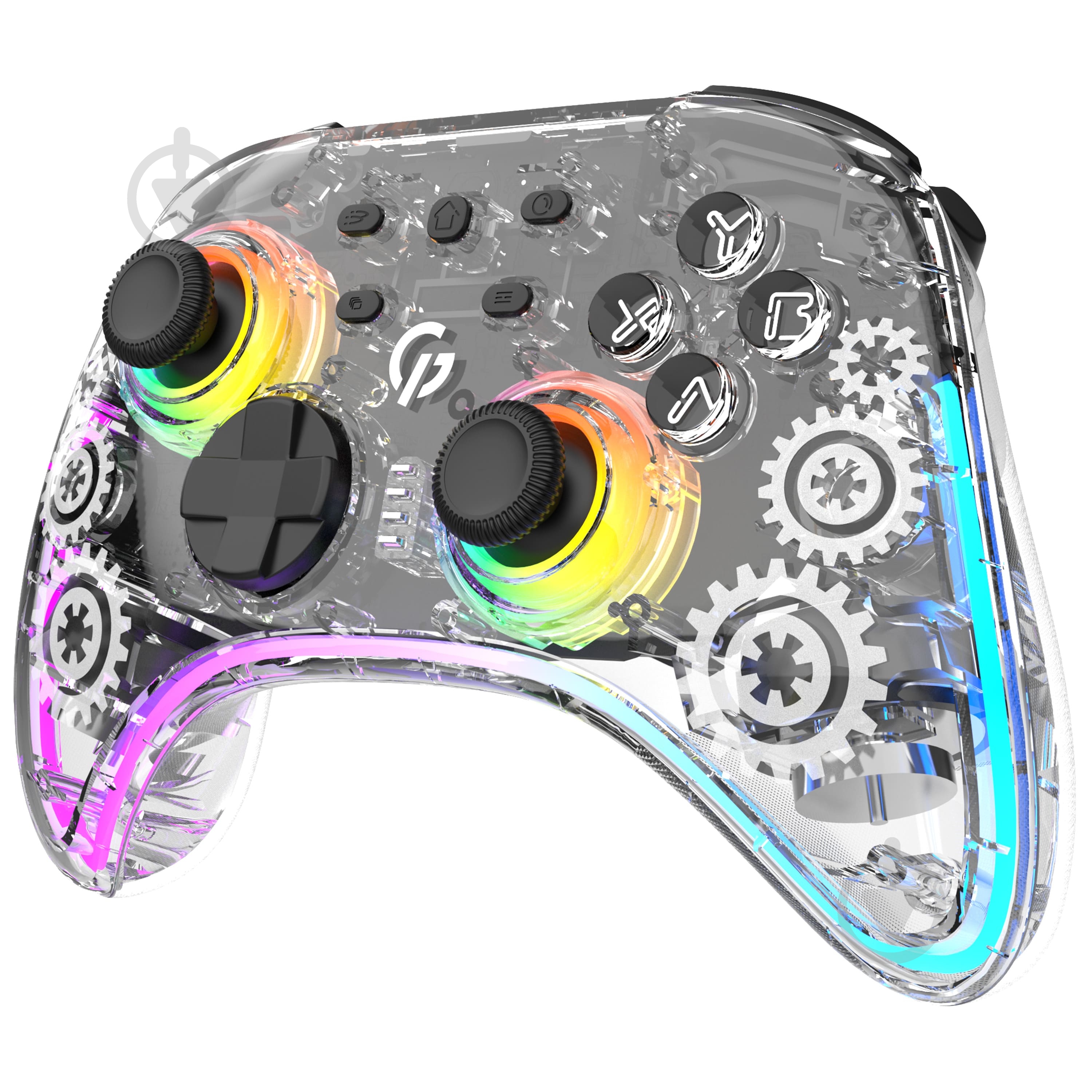 Геймпад бездротовий GamePro GPX13T 2.4G/BT 5.1/USB (Switch/PC/iOS/Android) RGB transparent - фото 2 Геймпад бездротовий GamePro GPX13T 2.4G/BT 5.1/USB (Switch/PC/iOS/Android) RGB transparent - фото 2