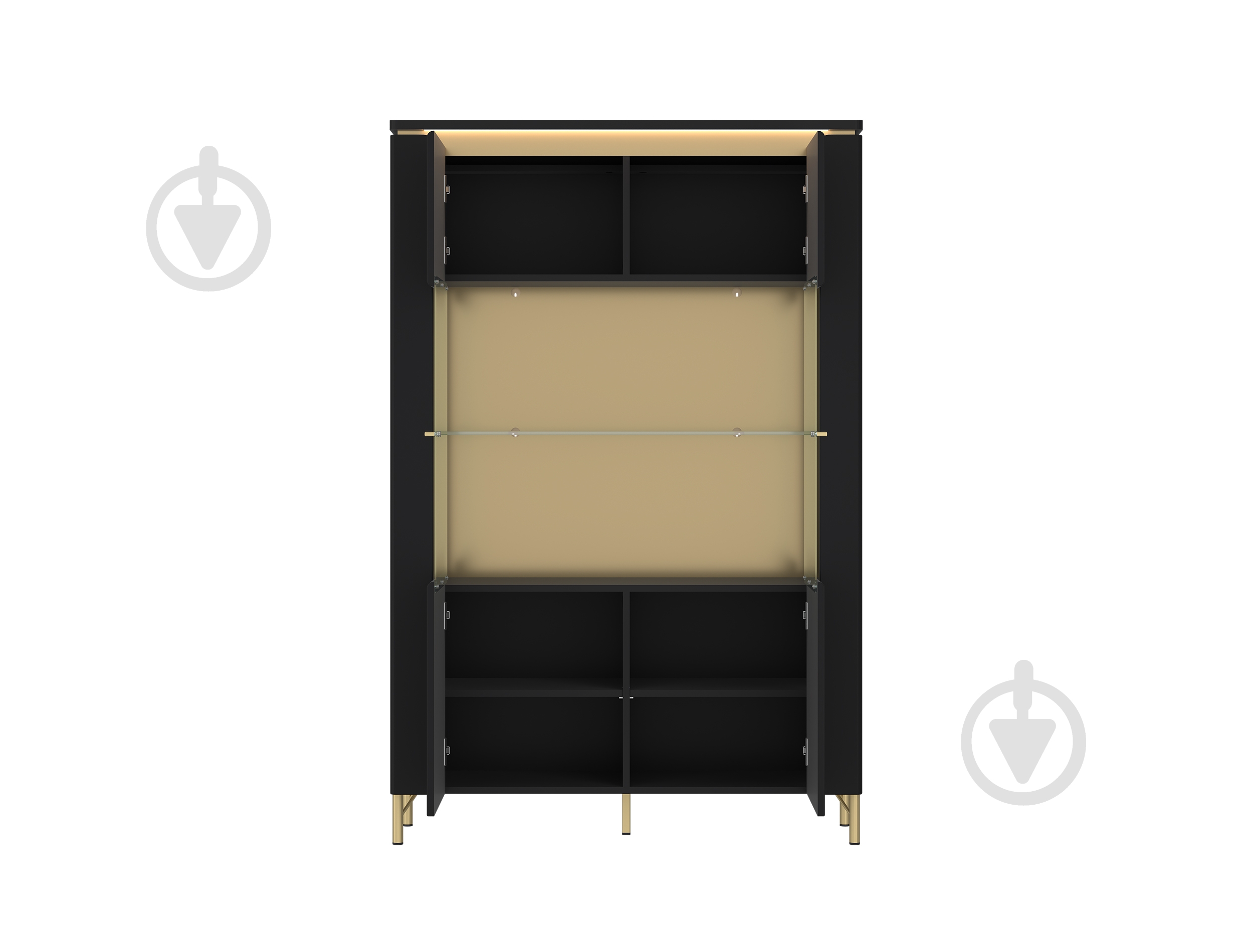 Шафа-вітрина Meble Wojcik 2D NORICA 1692х1104х400 мм золотий / чорний матовий - фото 2