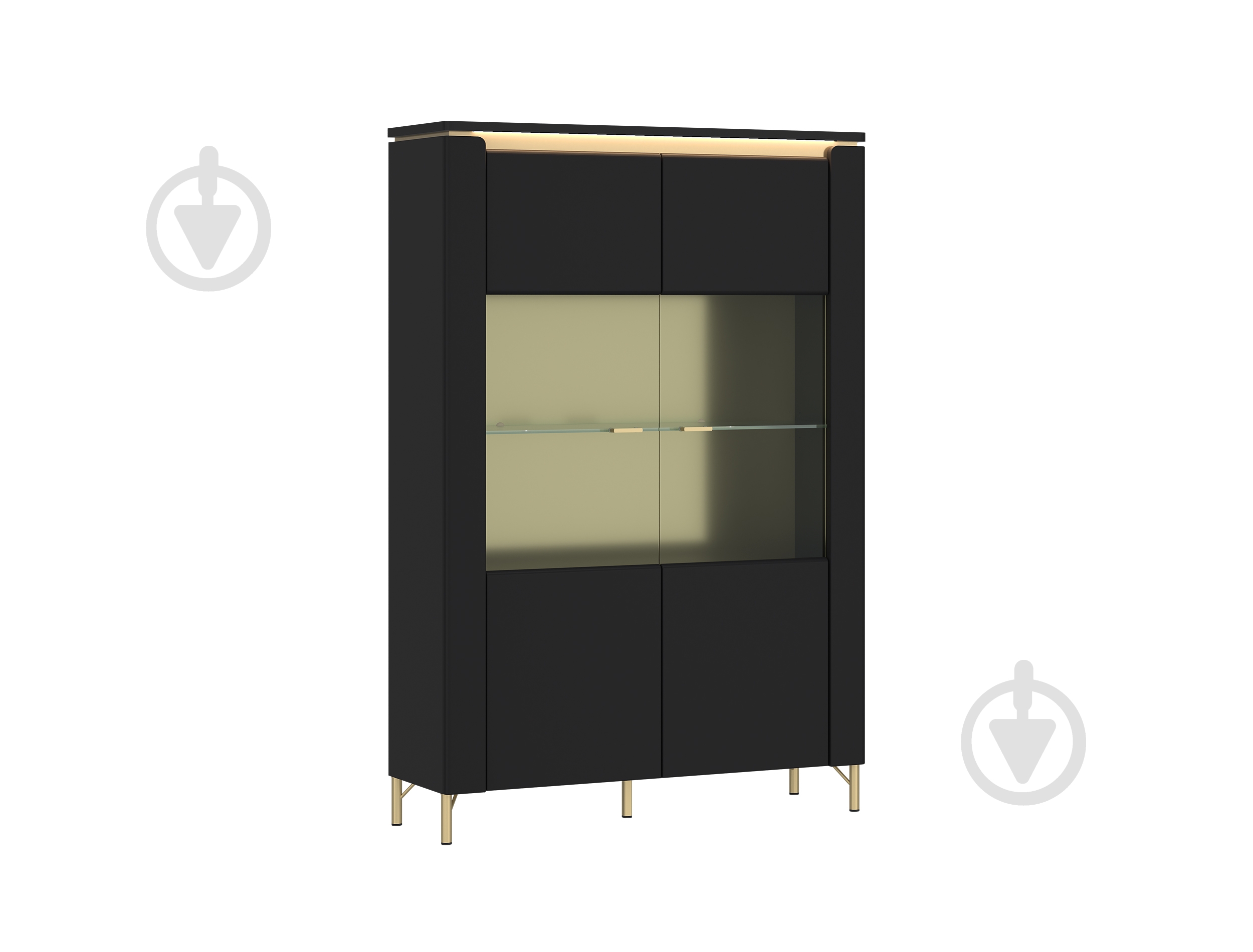 Шафа-вітрина Meble Wojcik 2D NORICA 1692х1104х400 мм золотий / чорний матовий - фото 1