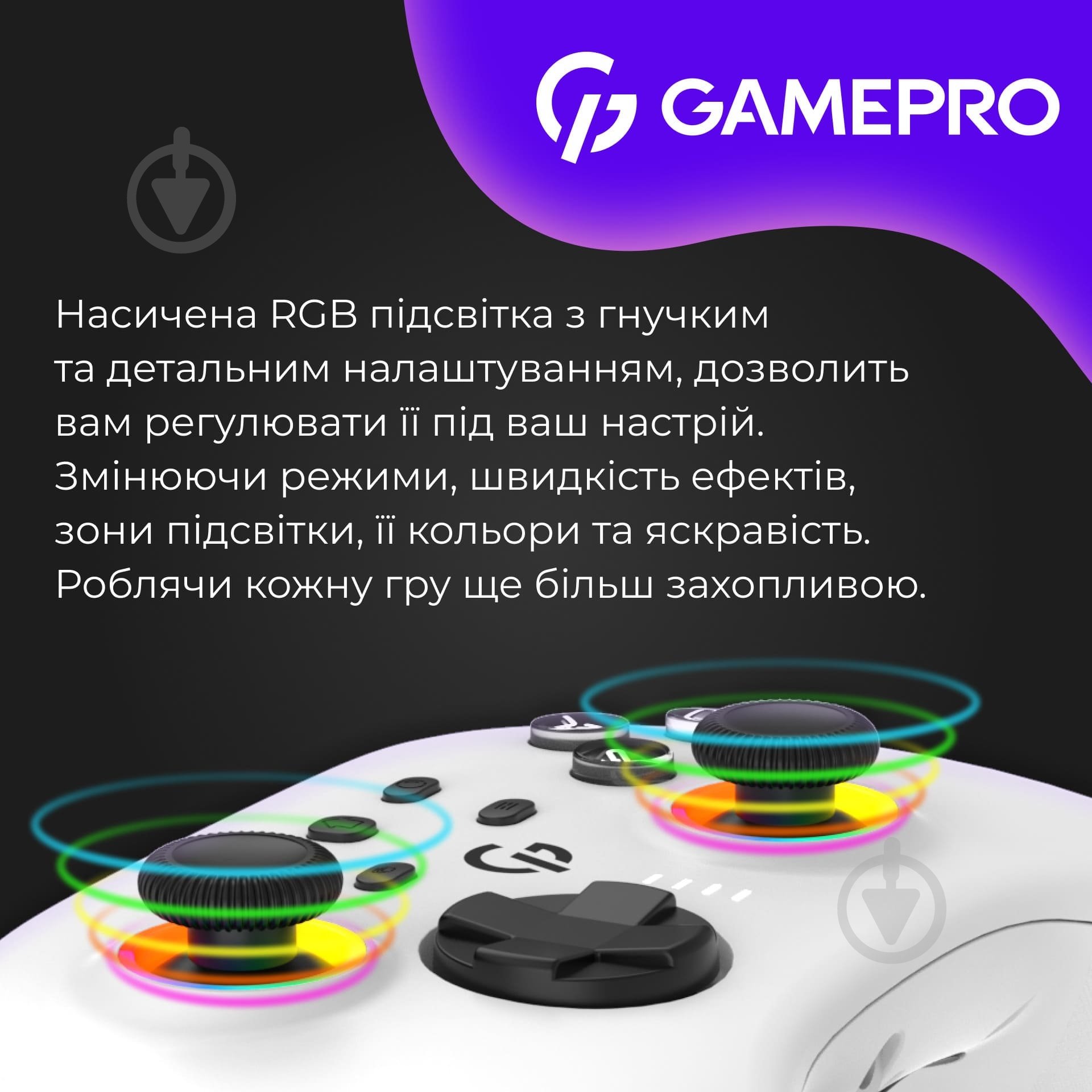 Геймпад беспроводной GamePro GPX13W 2.4G/BT 5.1/USB (Switch/PC/iOS/Android) RGB White white - фото 14