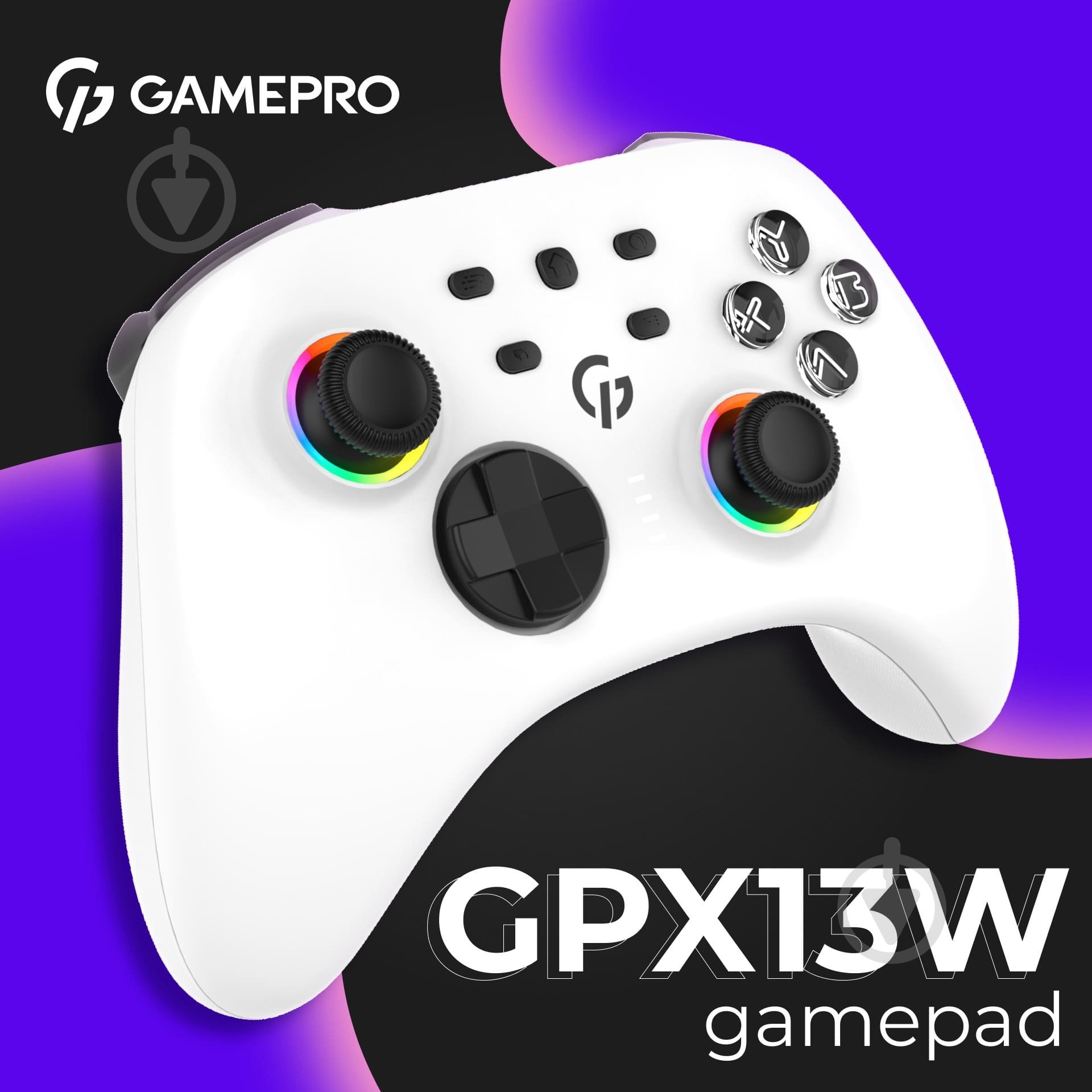 Геймпад беспроводной GamePro GPX13W 2.4G/BT 5.1/USB (Switch/PC/iOS/Android) RGB White white - фото 15