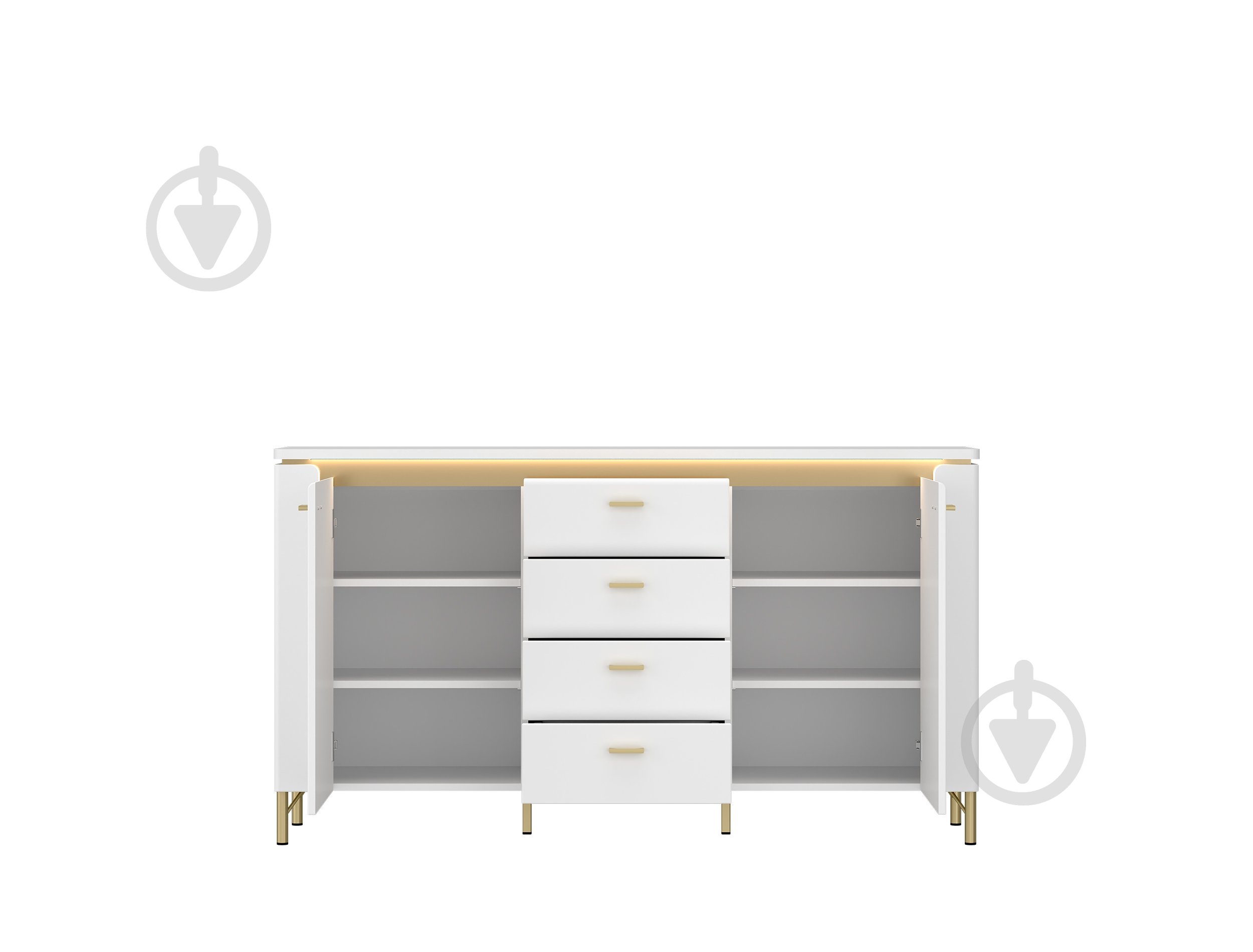 Комод Meble Wojcik Lazio 2D4S 1553x873x400 мм золотой/альпийский белый - фото 2 Комод Meble Wojcik Lazio 2D4S 1553x873x400 мм золотой/альпийский белый - фото 2