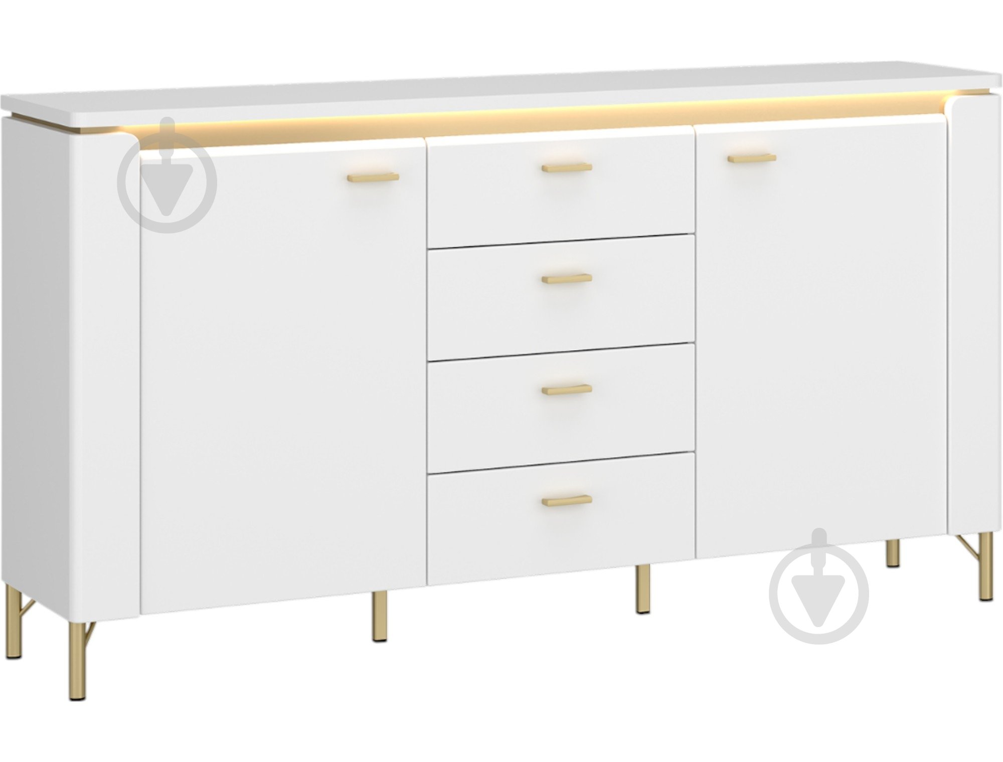 Комод Meble Wojcik Lazio 2D4S 1553x873x400 мм золотой/альпийский белый - фото 1 Комод Meble Wojcik Lazio 2D4S 1553x873x400 мм золотой/альпийский белый - фото 1