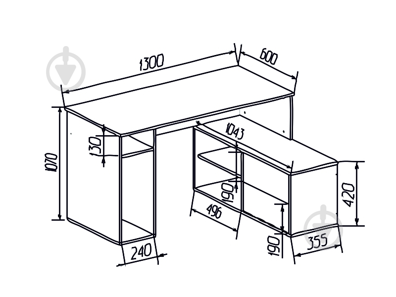 Стол компьютерный DC Ned дуб сонома - фото 4