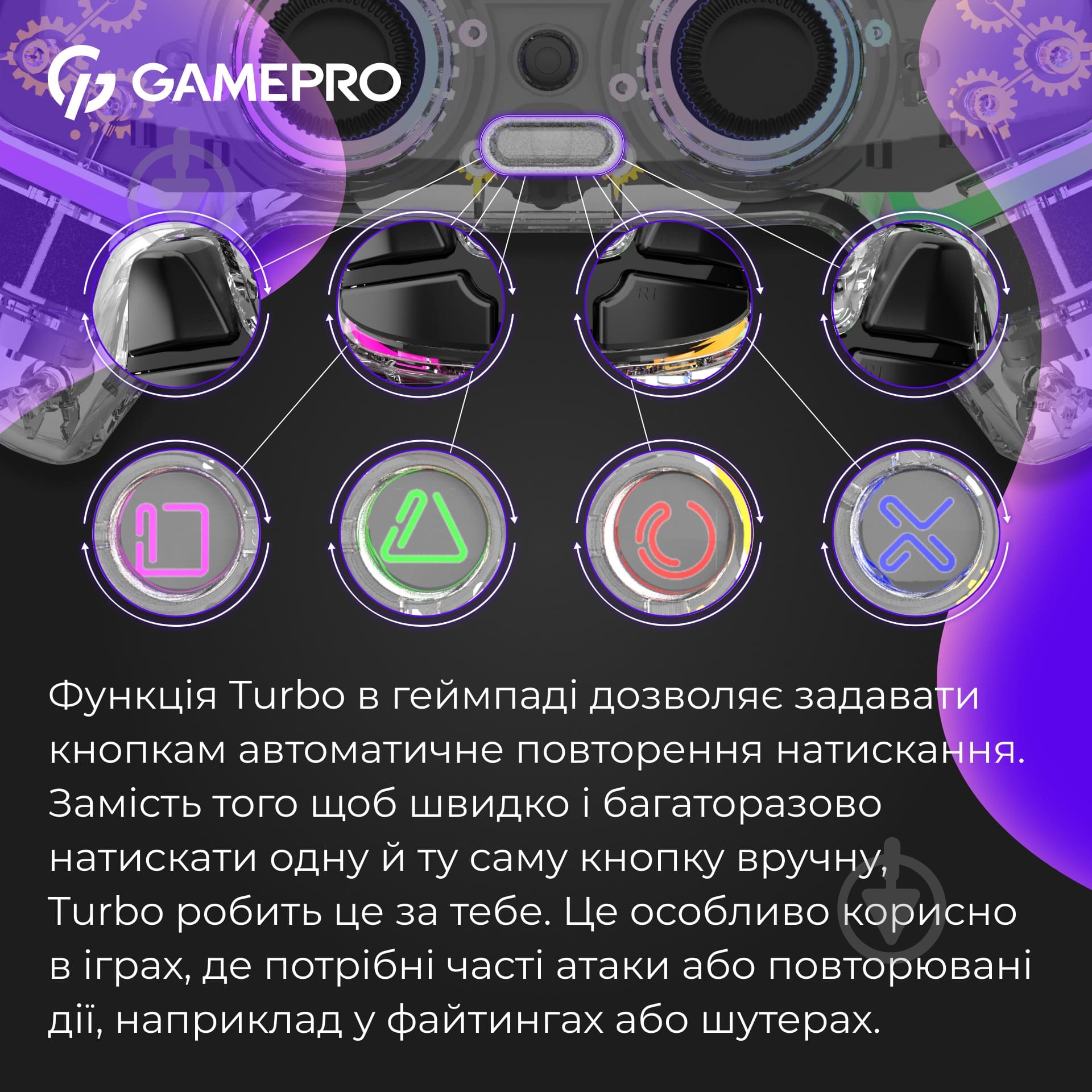 Геймпад бездротовий GamePro GPS13T BT 5.3/USB (PC/iOS/Android/PS3/PS4) RGB Transparent transparent - фото 10