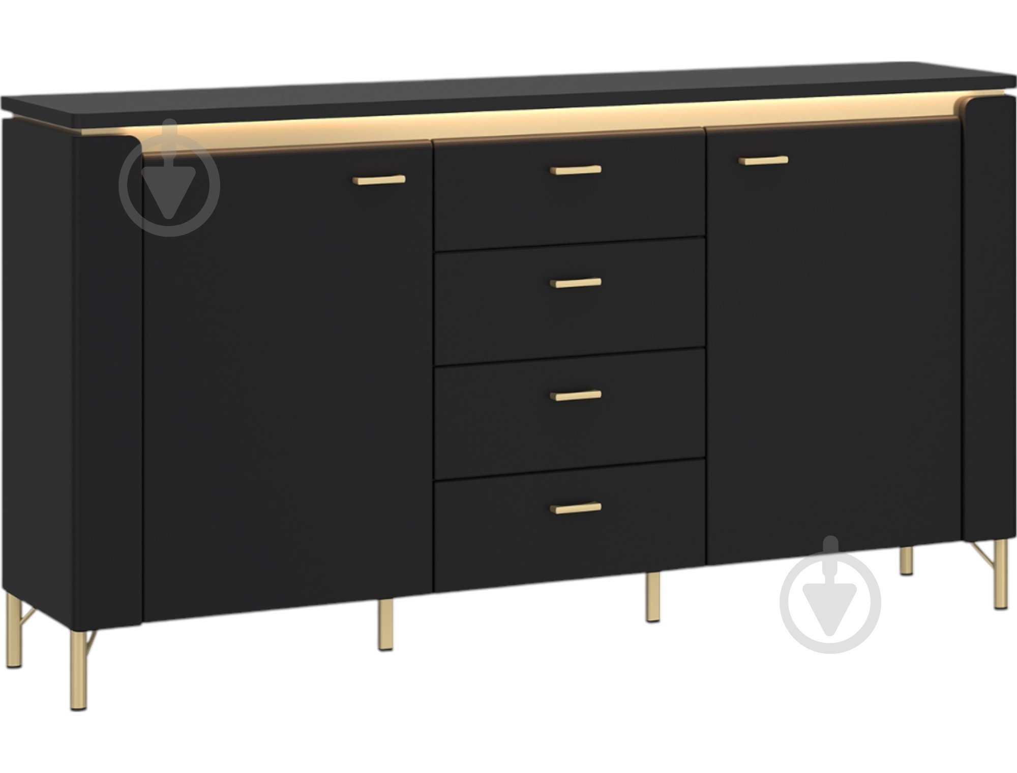 Комод Meble Wojcik Norica 2D4S 1553x873x400 мм золотой/черный матовый - фото 1 Комод Meble Wojcik Norica 2D4S 1553x873x400 мм золотой/черный матовый - фото 1