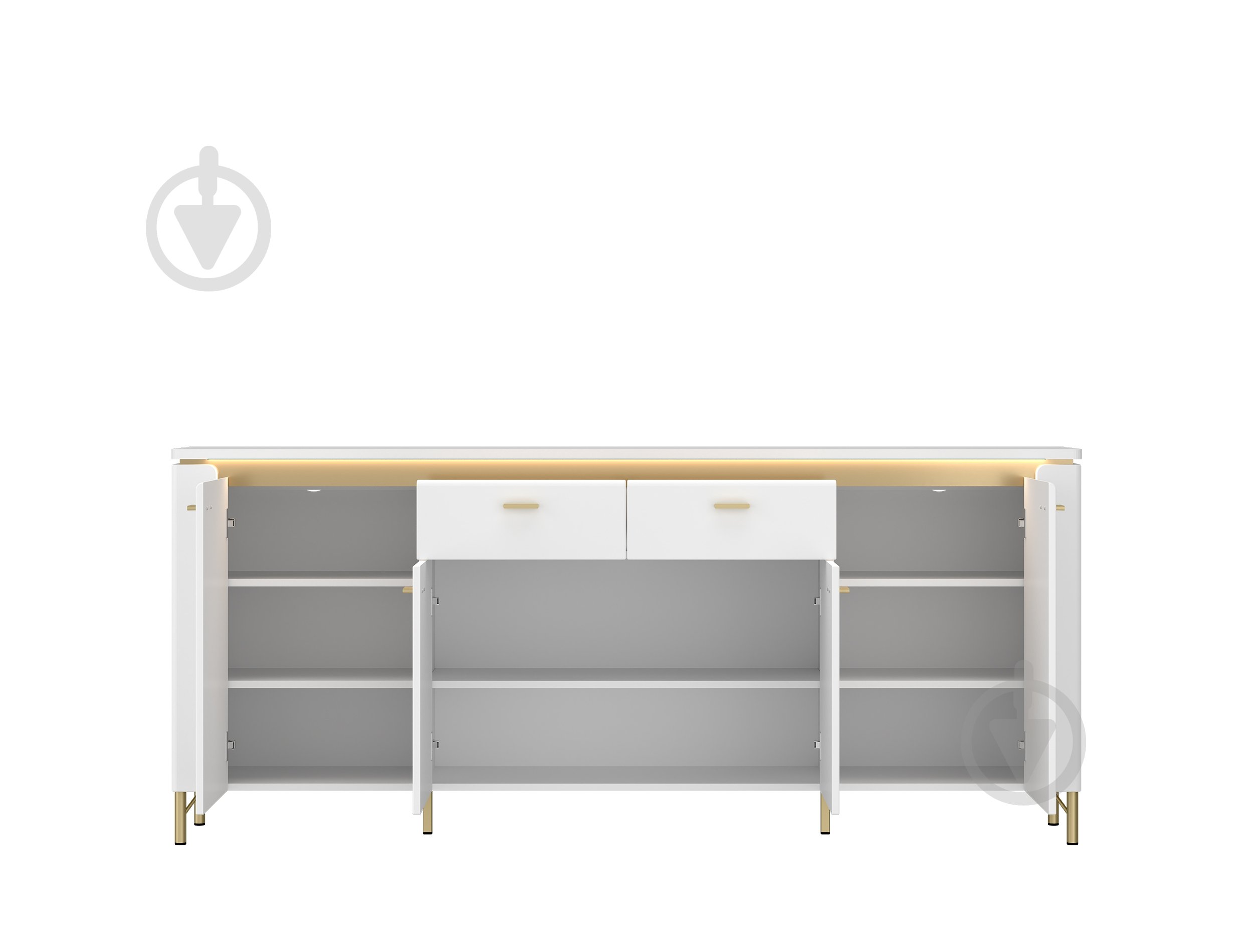 Комод Meble Wojcik Lazio 4D2S 2003x873x400 мм золотой/альпийский белый - фото 2 Комод Meble Wojcik Lazio 4D2S 2003x873x400 мм золотой/альпийский белый - фото 2