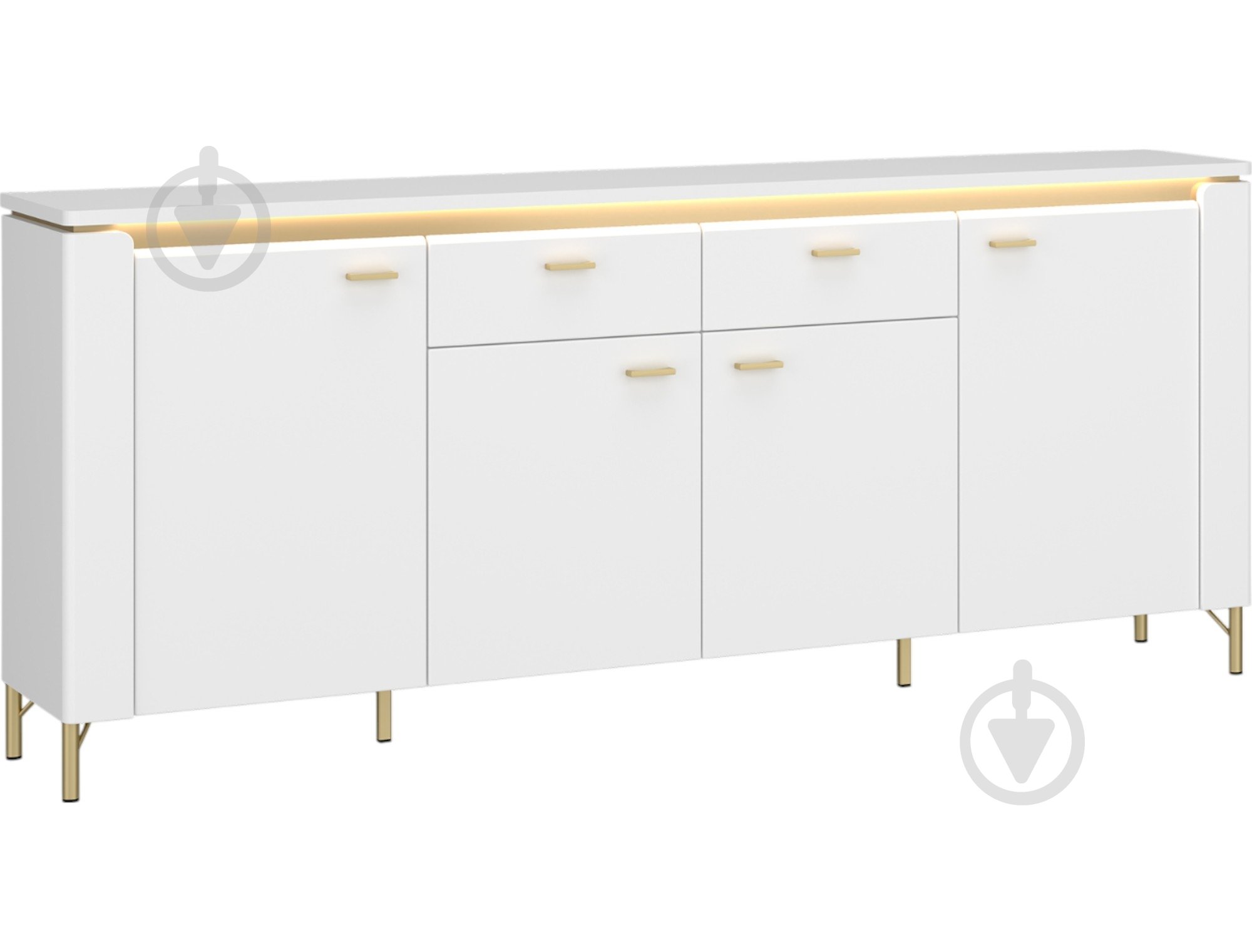 Комод Meble Wojcik Lazio 4D2S 2003x873x400 мм золотой/альпийский белый - фото 1 Комод Meble Wojcik Lazio 4D2S 2003x873x400 мм золотой/альпийский белый - фото 1