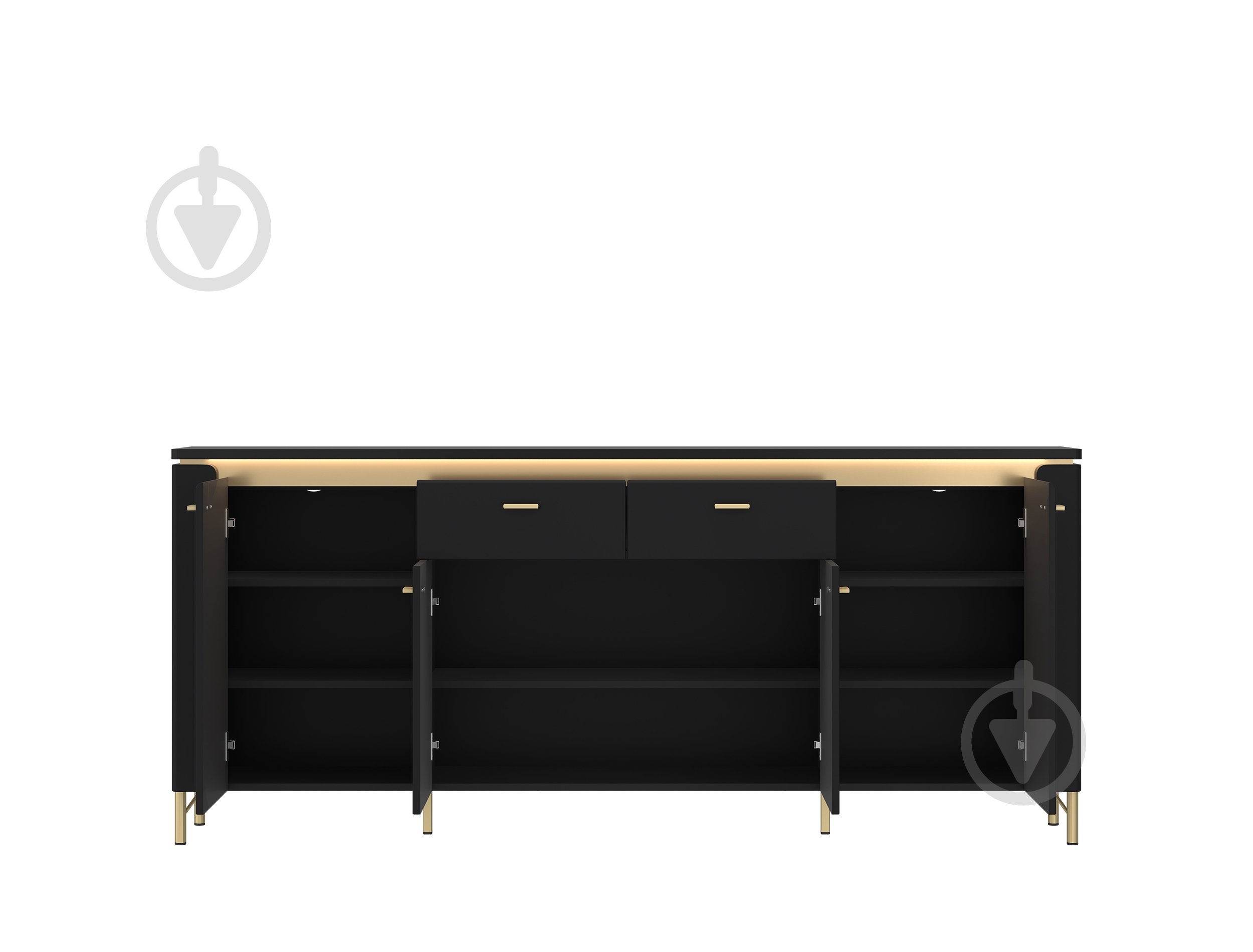 Комод Meble Wojcik Norica 4D2S 2003x873x400 мм золотой/черный матовый - фото 2 Комод Meble Wojcik Norica 4D2S 2003x873x400 мм золотой/черный матовый - фото 2