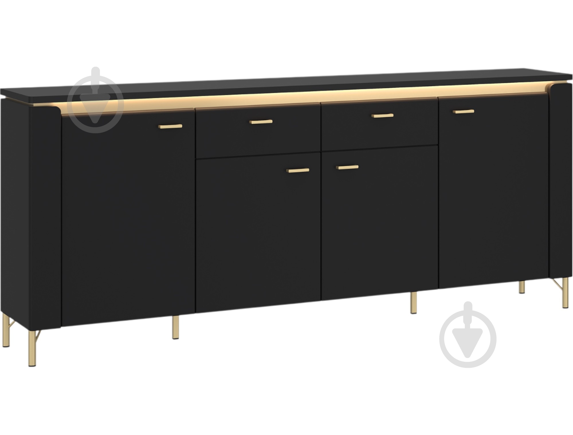 Комод Meble Wojcik Norica 4D2S 2003x873x400 мм золотой/черный матовый - фото 1 Комод Meble Wojcik Norica 4D2S 2003x873x400 мм золотой/черный матовый - фото 1