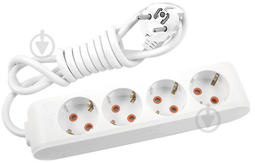 Удлинитель 16 А 230 В с заземлением 4 гн. белый 5 м 90114405 - фото 1