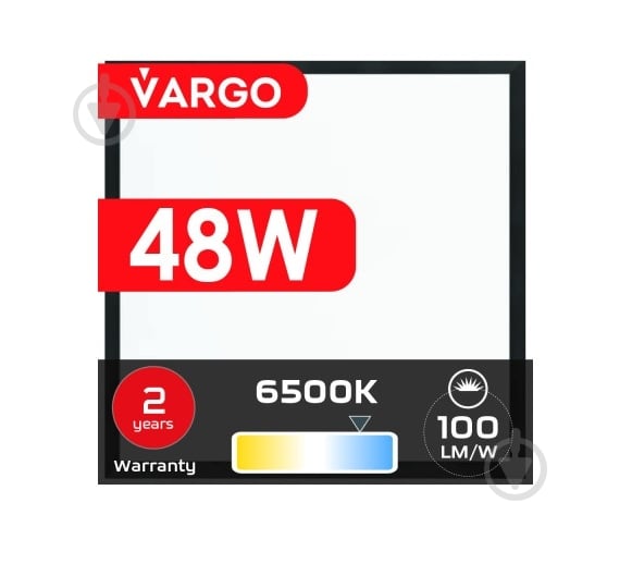 Світлодіодна панель VARGO 48 Вт 6500 595х595 IP20 119486 - фото 4