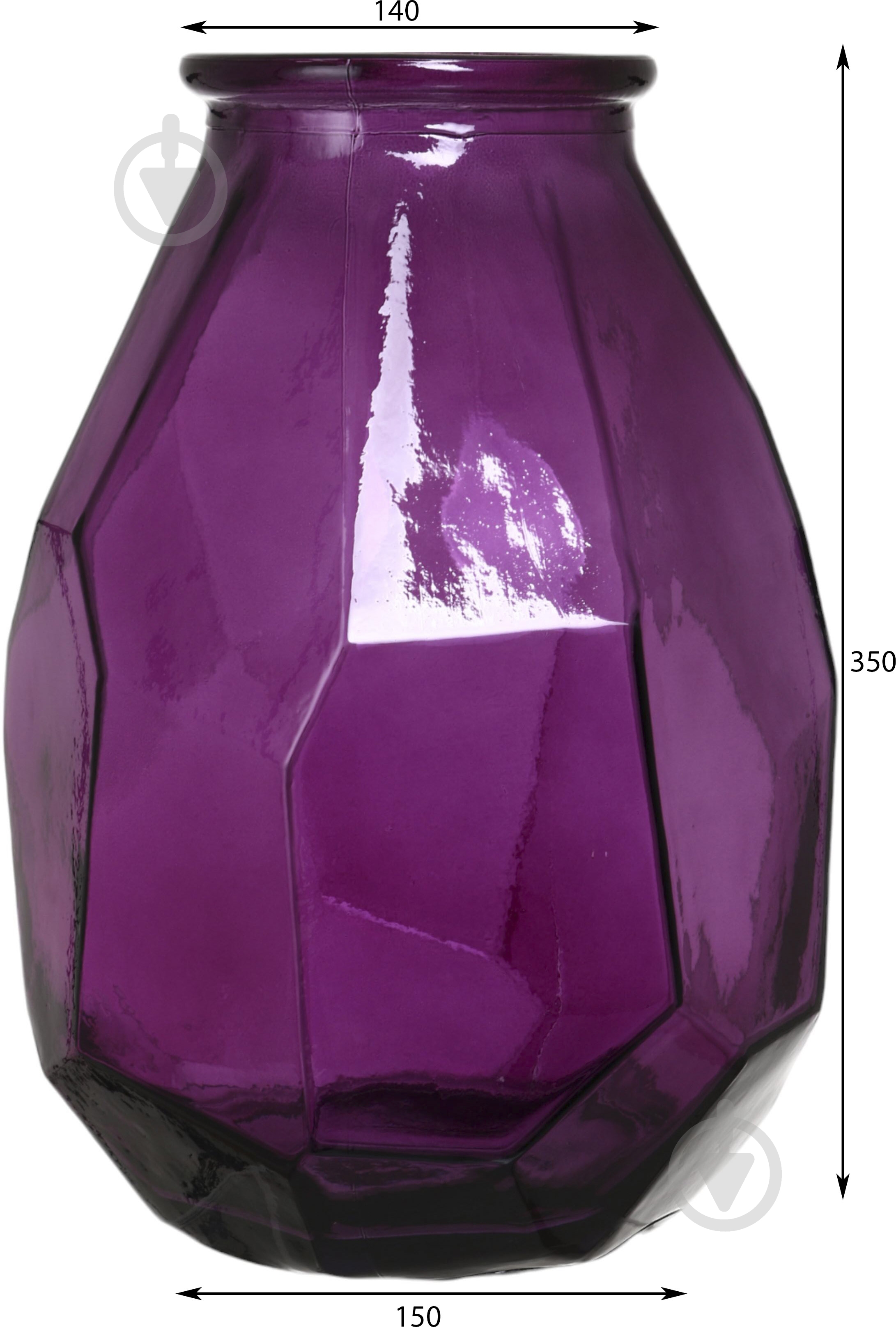 Ваза скляна San Miguel Hurricane Origam 35 см фіолетова 5903DB464 - фото 2