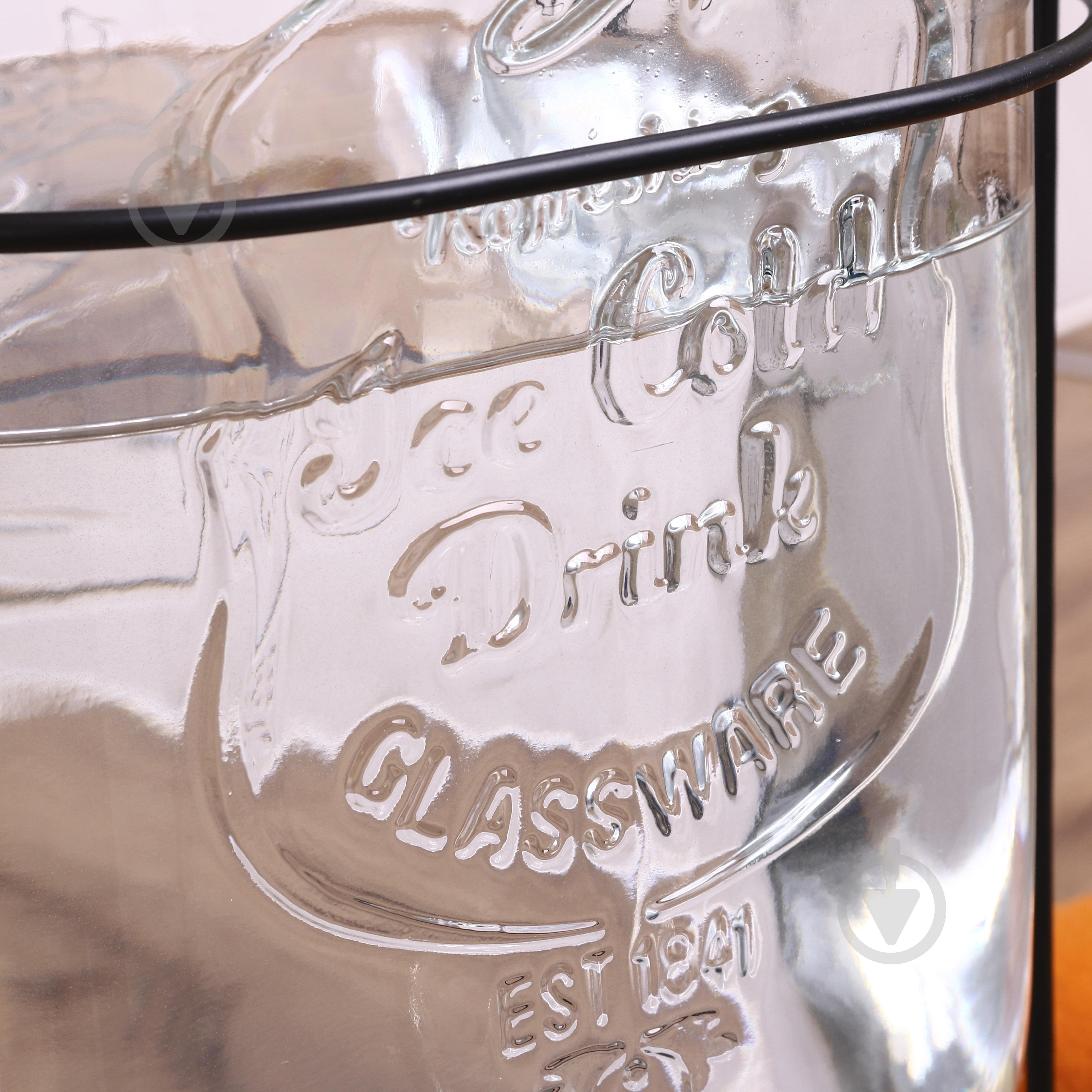 Емкость для напитков Water Drops 8 л с крышкой и краном на металлической подставке - фото 5