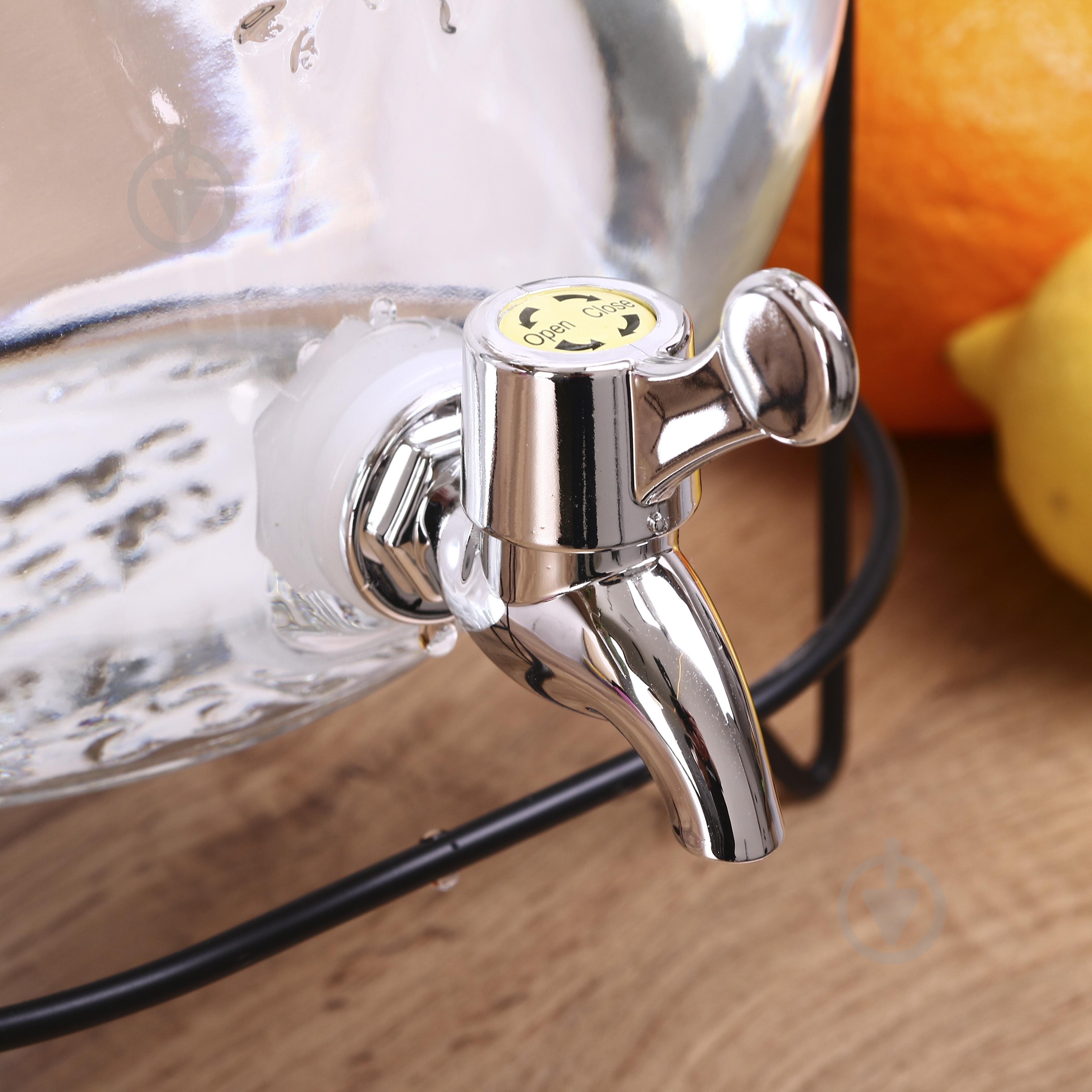 Емкость для напитков Water Drops 8 л с крышкой и краном на металлической подставке - фото 7