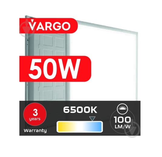Светодиодная панель VARGO 50 Вт 6500 595х595 IP20 119472 - фото 3