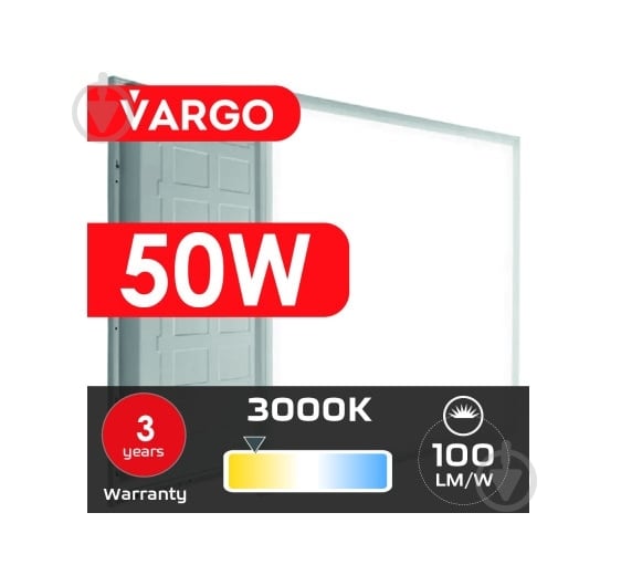 Светодиодная панель VARGO 50 Вт 3000 595х595 IP20 119469 - фото 4