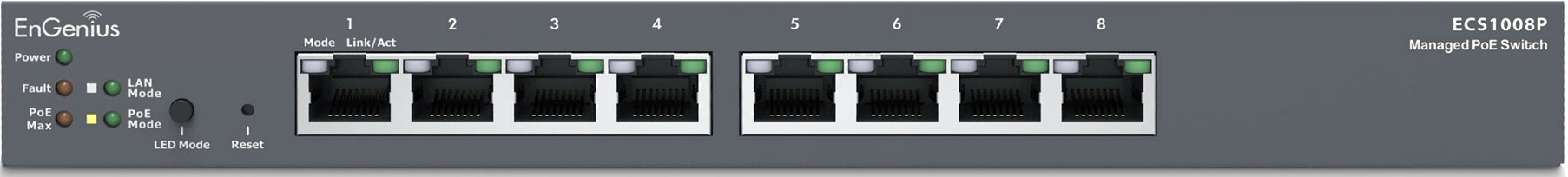 Коммутатор ENGENIUS 55W Cloud ECS1008P (1402A0090311) - фото 2 Коммутатор ENGENIUS 55W Cloud ECS1008P (1402A0090311) - фото 2