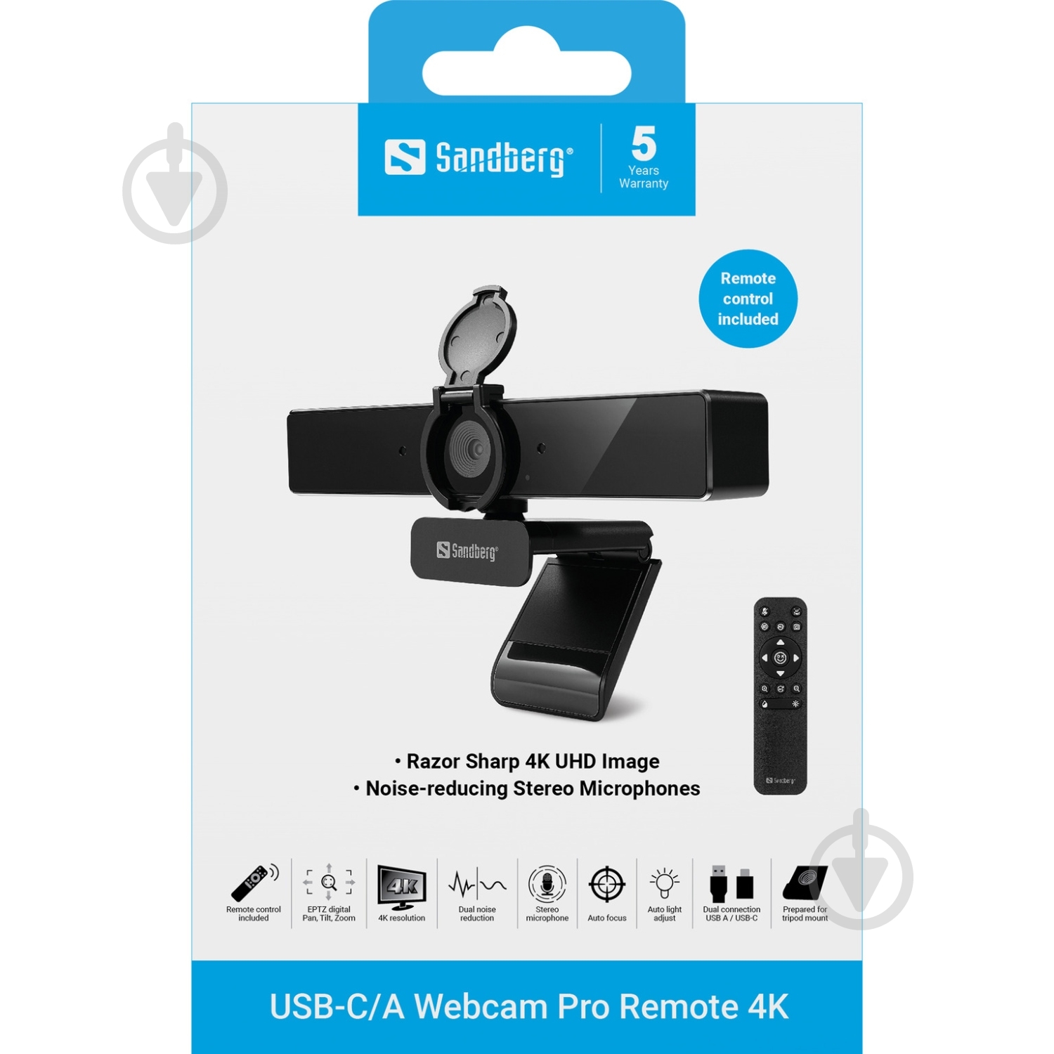 Веб-камера Sandberg 4K Webcam USB-A/USB-C (134-45) - фото 8 Веб-камера Sandberg 4K Webcam USB-A/USB-C (134-45) - фото 8